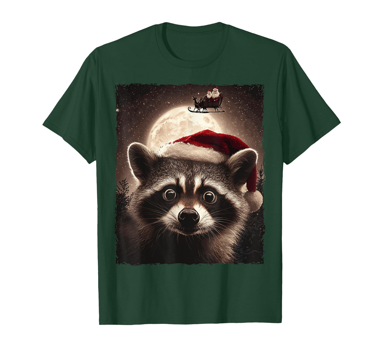 Funny Raccoon Selfie Santa Moon Xmas Christmas T-Shirt