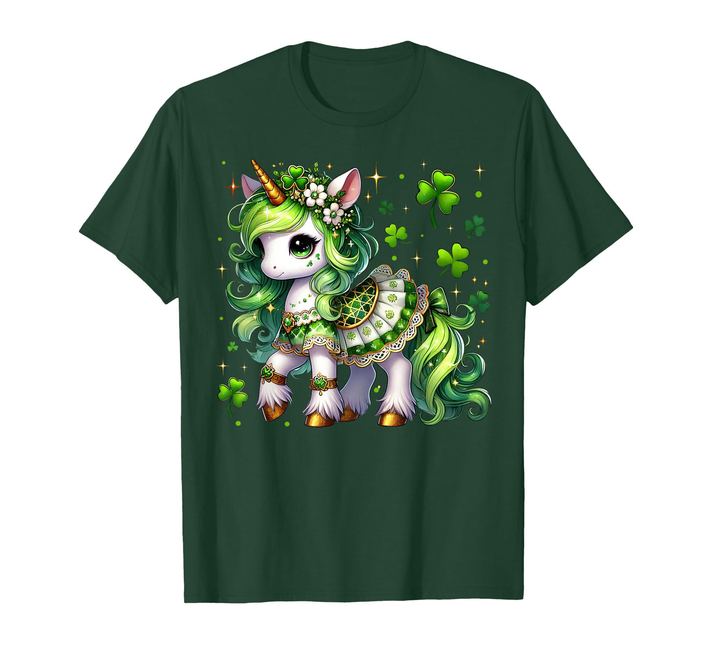 Cute Unicorn Shamrock St Patricks Day Girls Kids Lepricorn T-Shirt