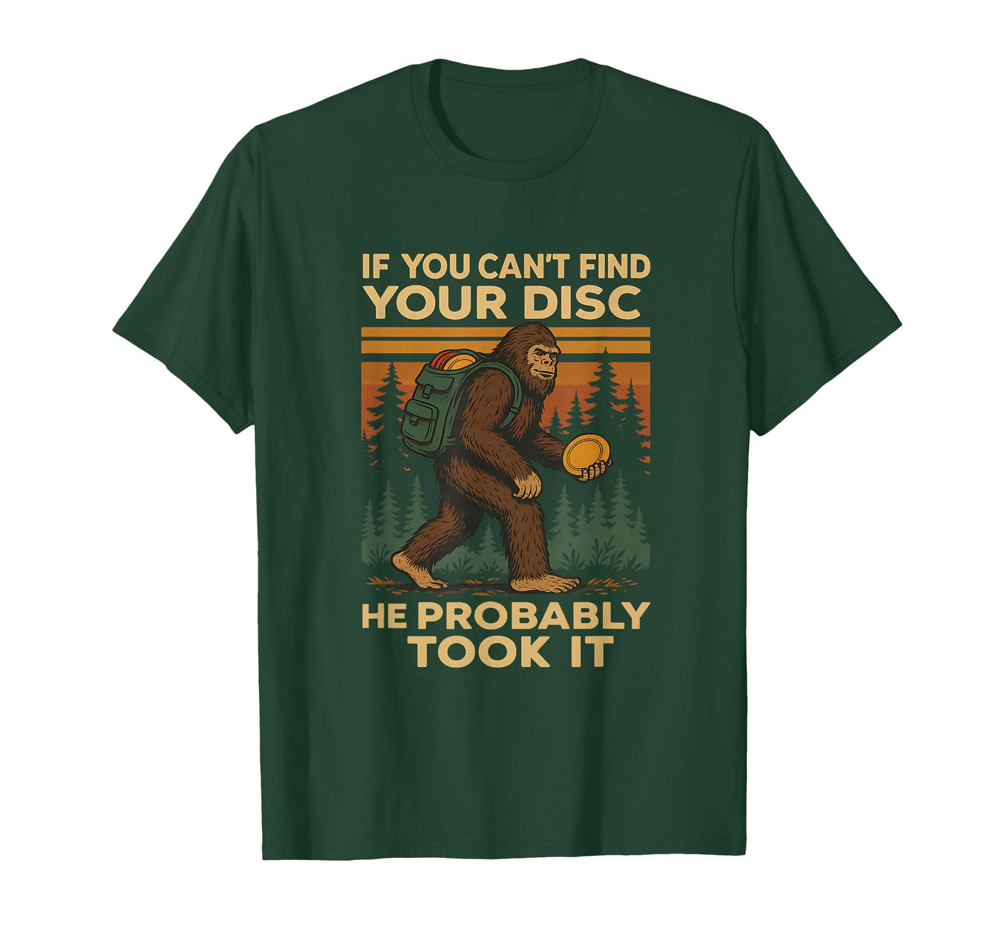 Big foot Funny Disc Golf Sasquatch Men Women Kids frisbee T-Shirt