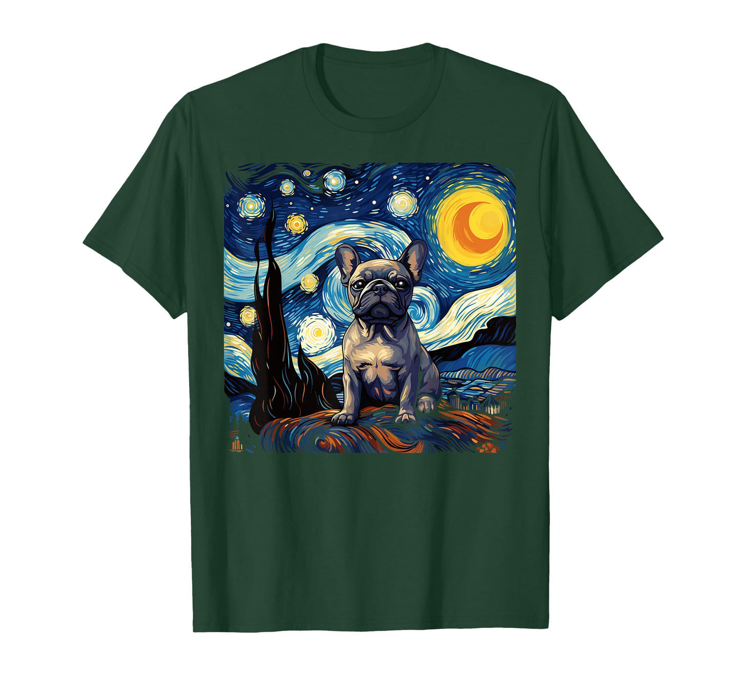 Van Gogh Dog French Bulldog T-Shirt