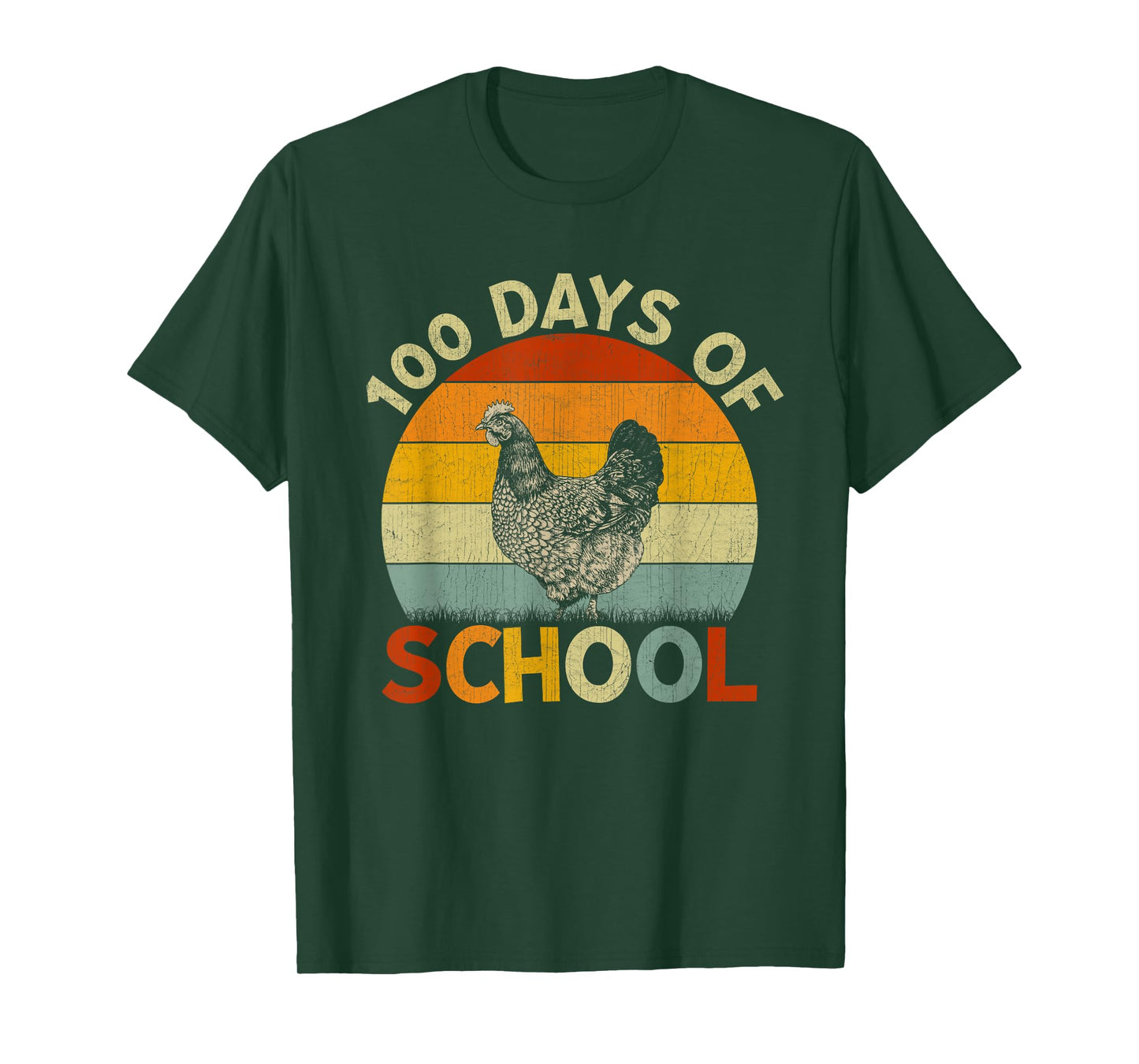 Chicken Retro Boys Girls Teachers 100th Day of School T-Shirt
