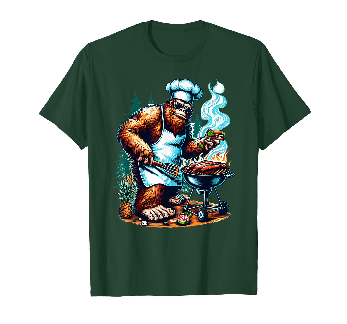 BBQ Master Bigfoot Chef Grill Cooking Barbecue Dad Funny T-Shirt