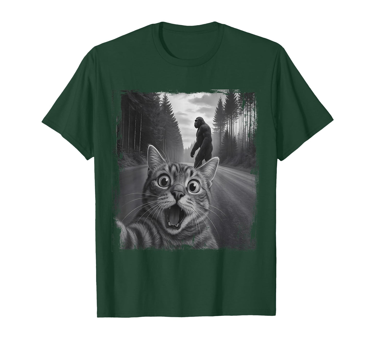 Cat Selfie Sasquatch Bigfoot Funny Apparel for Men Kids T-Shirt