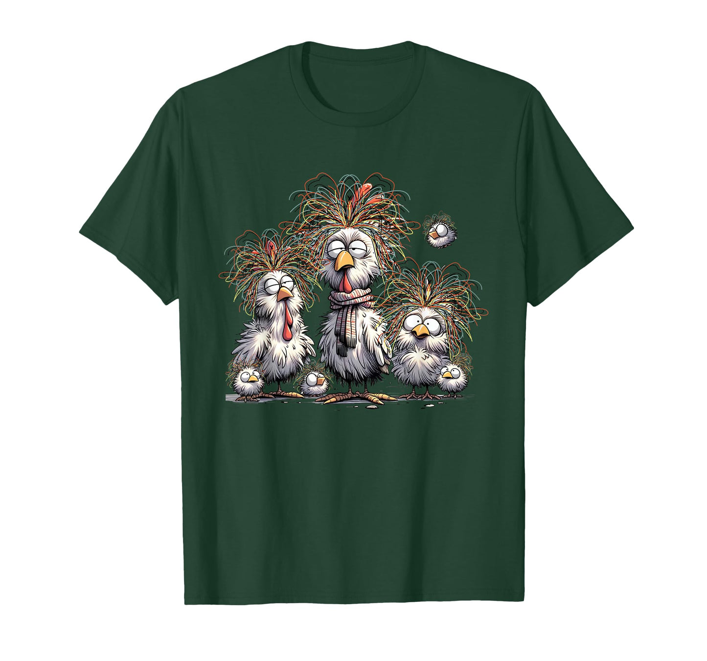 Eagerlys Colorful Chicken Funny Crazy Chicken Family T-Shirt