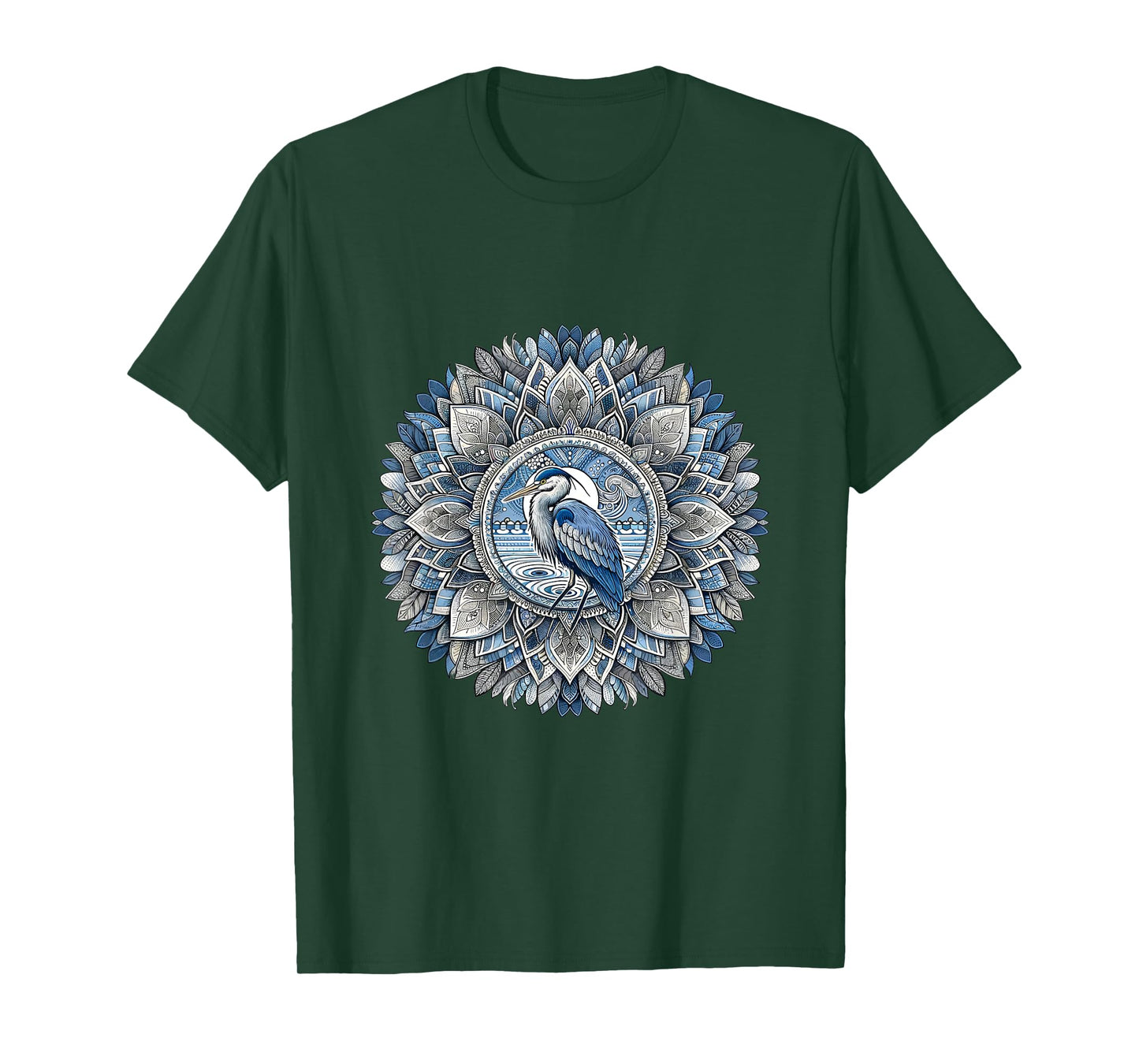 Great Blue Heron Mandala - Bird Lovers Design T-Shirt