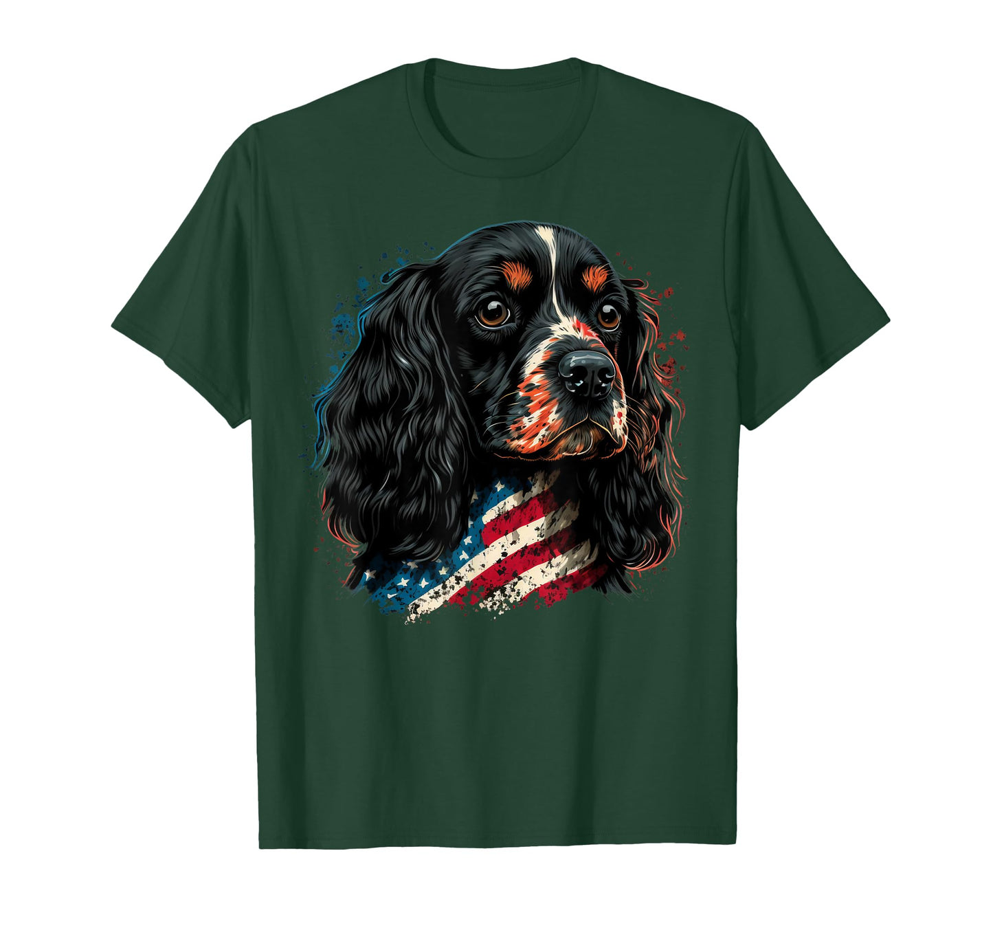 USA 4th Of July Cocker on Patriotic American Cocker Spaniel T-Shirt