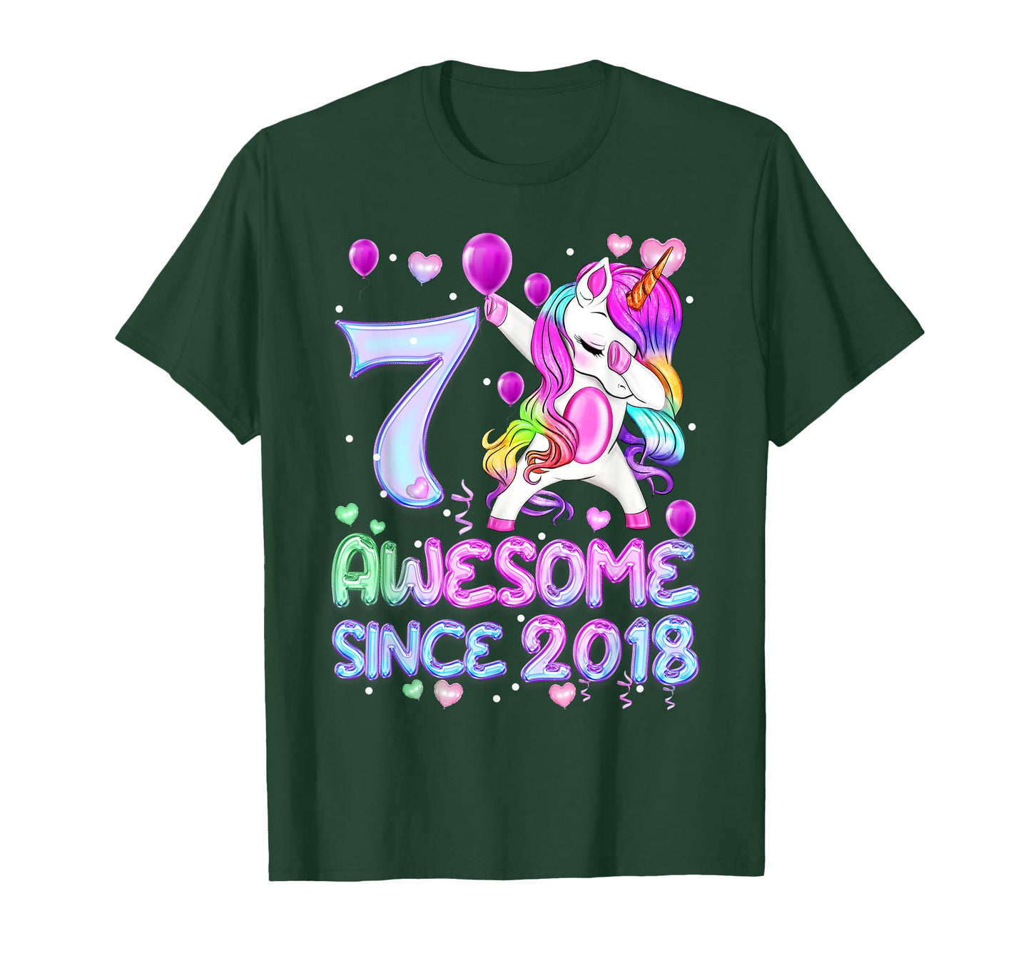 7 Years Old Unicorn Dabbing 7th Birthday Girl Unicorn T-Shirt