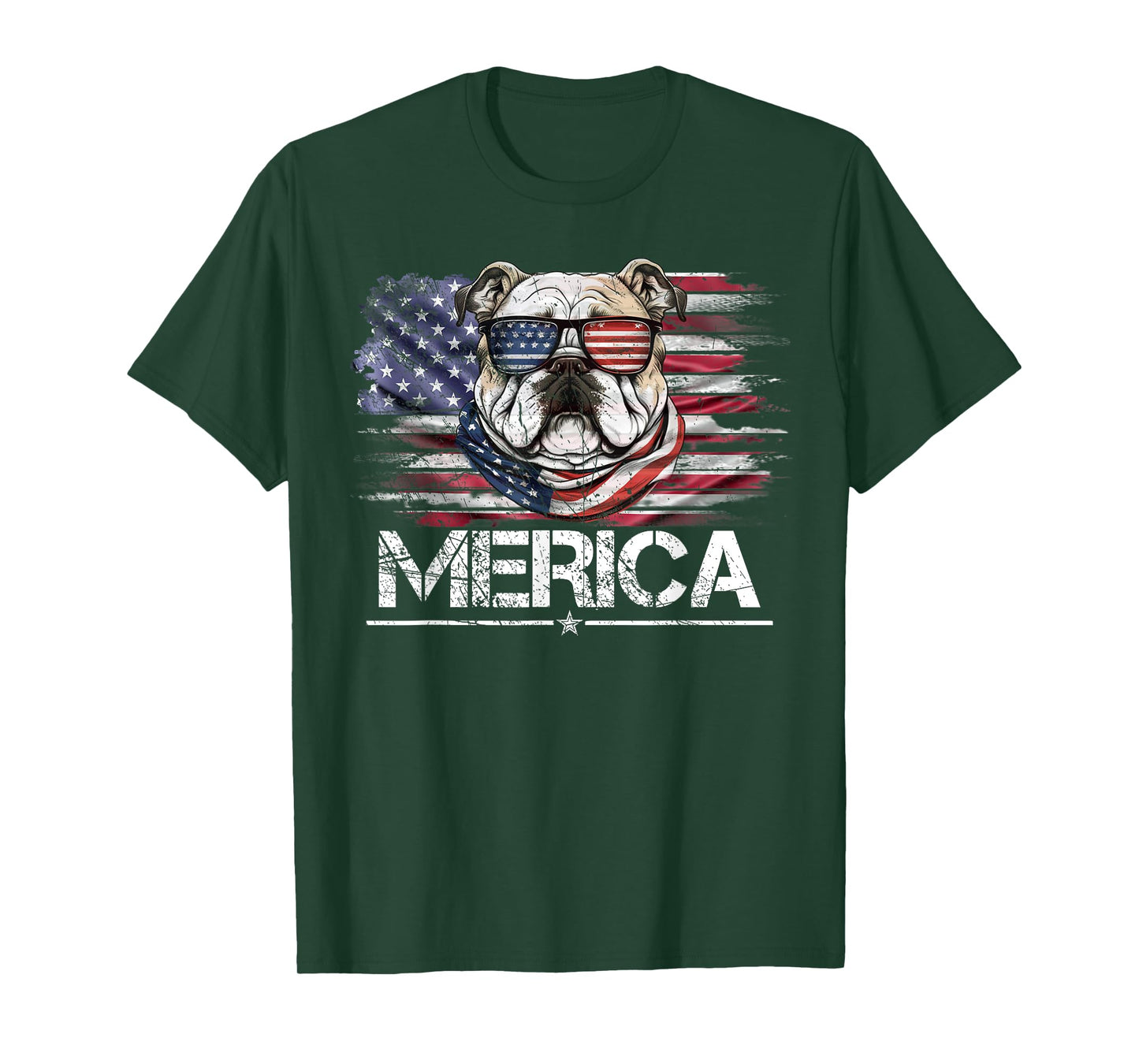Vintage Bulldog Dog, Merica Bulldog Dog USA Flag Funny T-Shirt for Women Kids Men