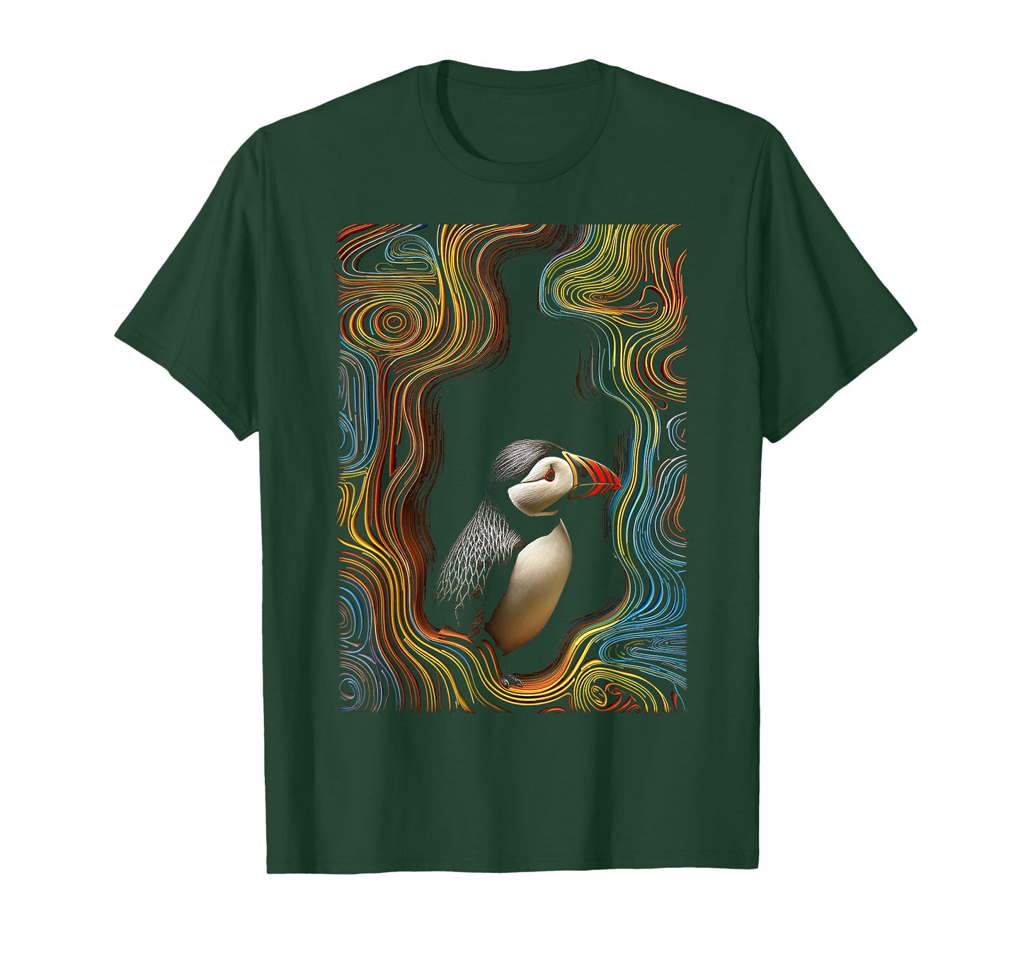 Puffin Geometric Art Bird Animal Colorful Graphic Puffin T-Shirt