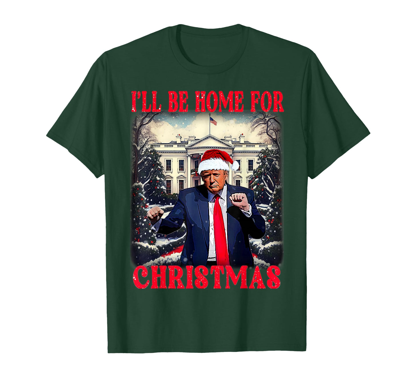 Dancing Funny Humorous Trump I’ll Be Home For Christmas 2025 T-Shirt