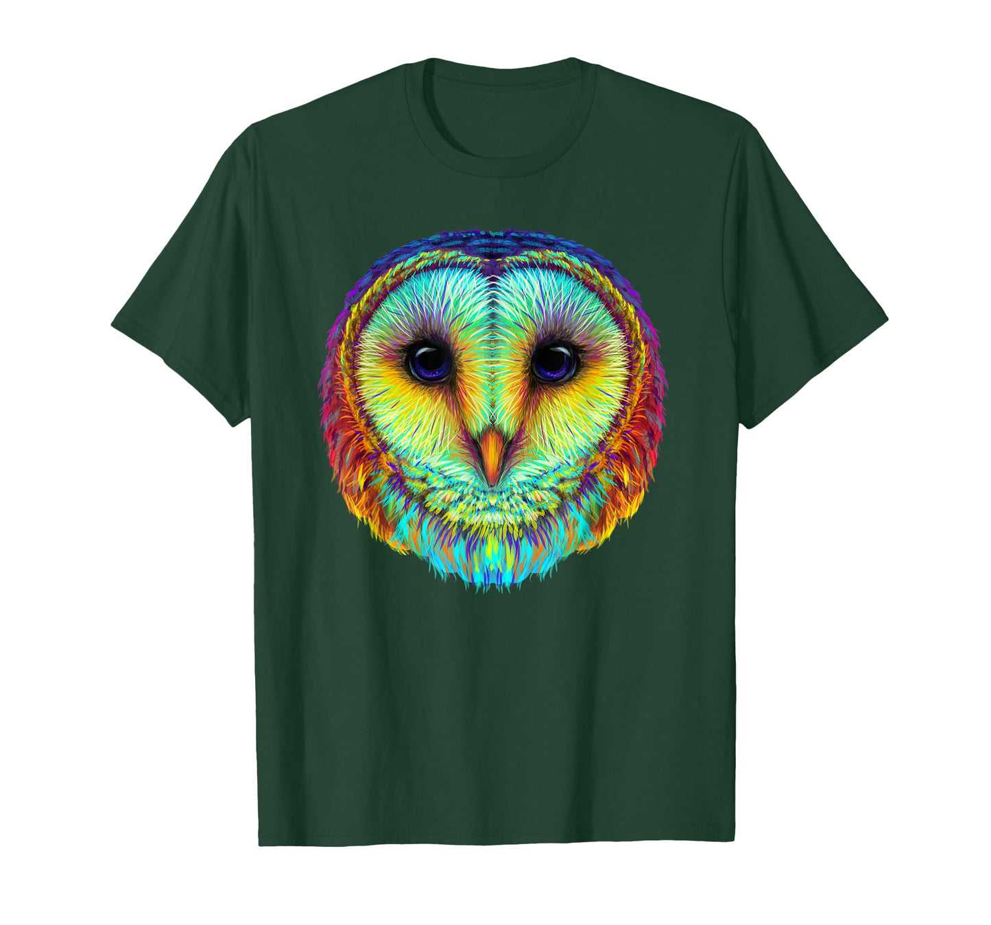 colorful cute Barn owl head art face for lovers birds animal T-Shirt