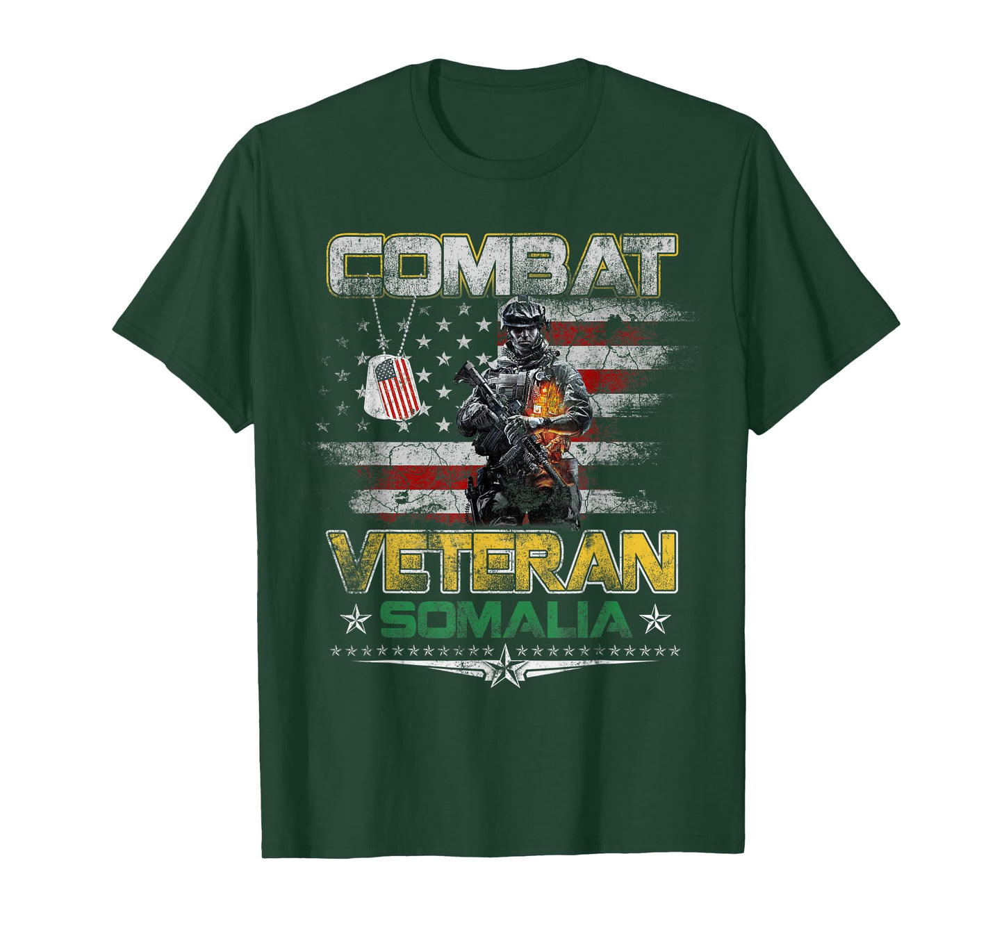 Combat Veteran Somalia Military Vintage Flag Veterans Day T-Shirt