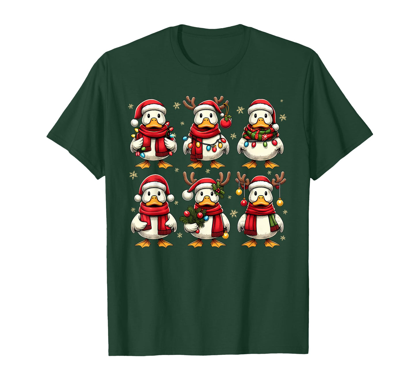 Cute Duck Santa Christmas Lights Funny Xmas Animal Lover T-Shirt