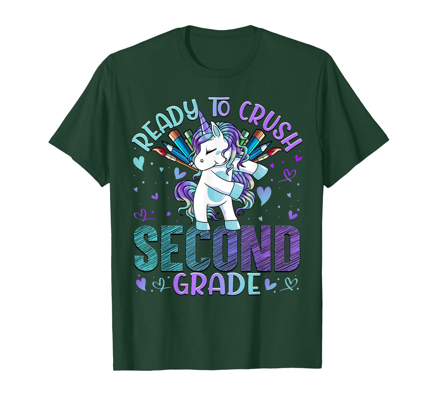 Ready to Crush Second 2nd Grade Back To School Unicorn Kids T-Shirt