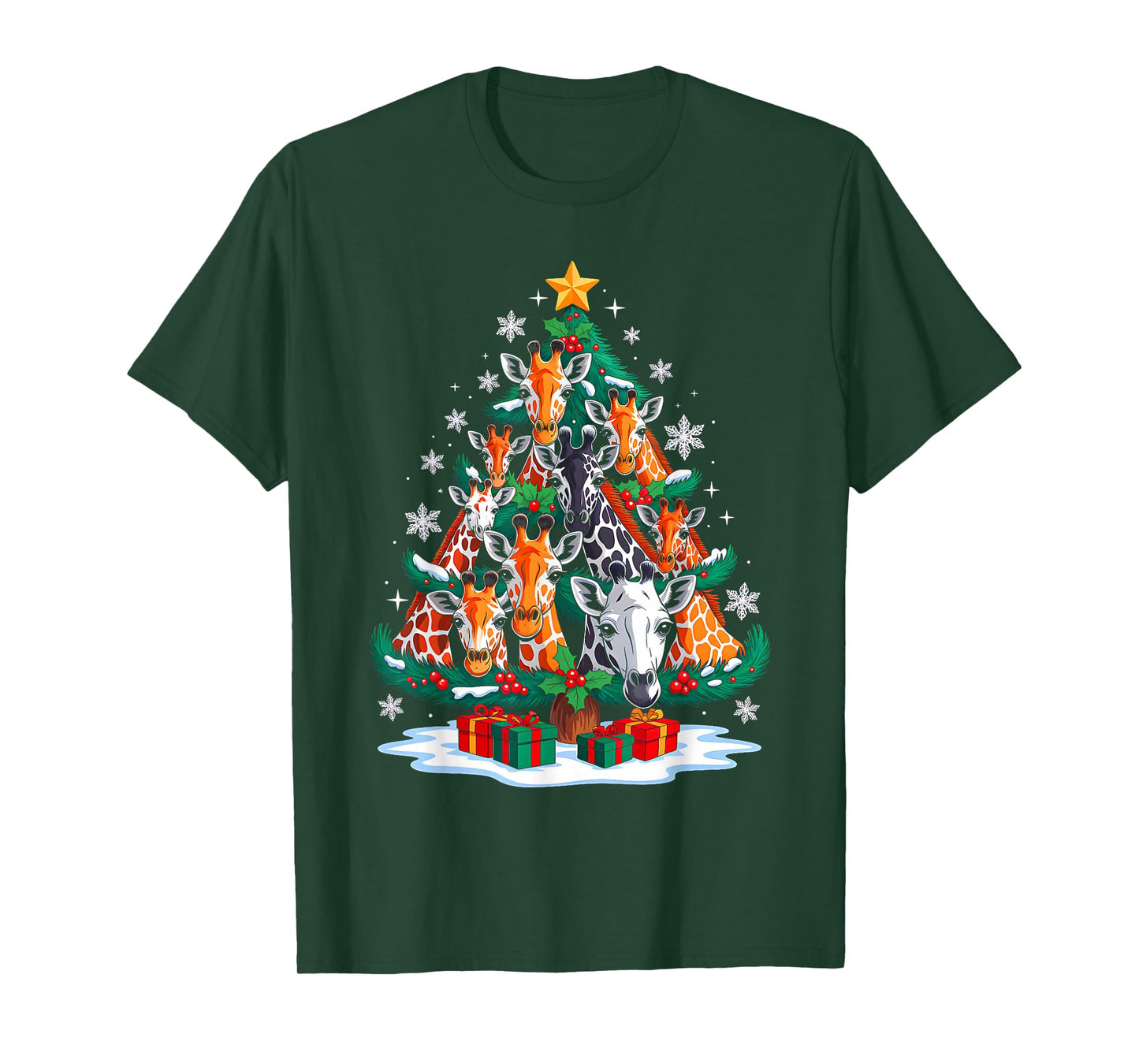 Giraffe Tree Christmas Giraffe Lover Xmas Squad Men Women T-Shirt