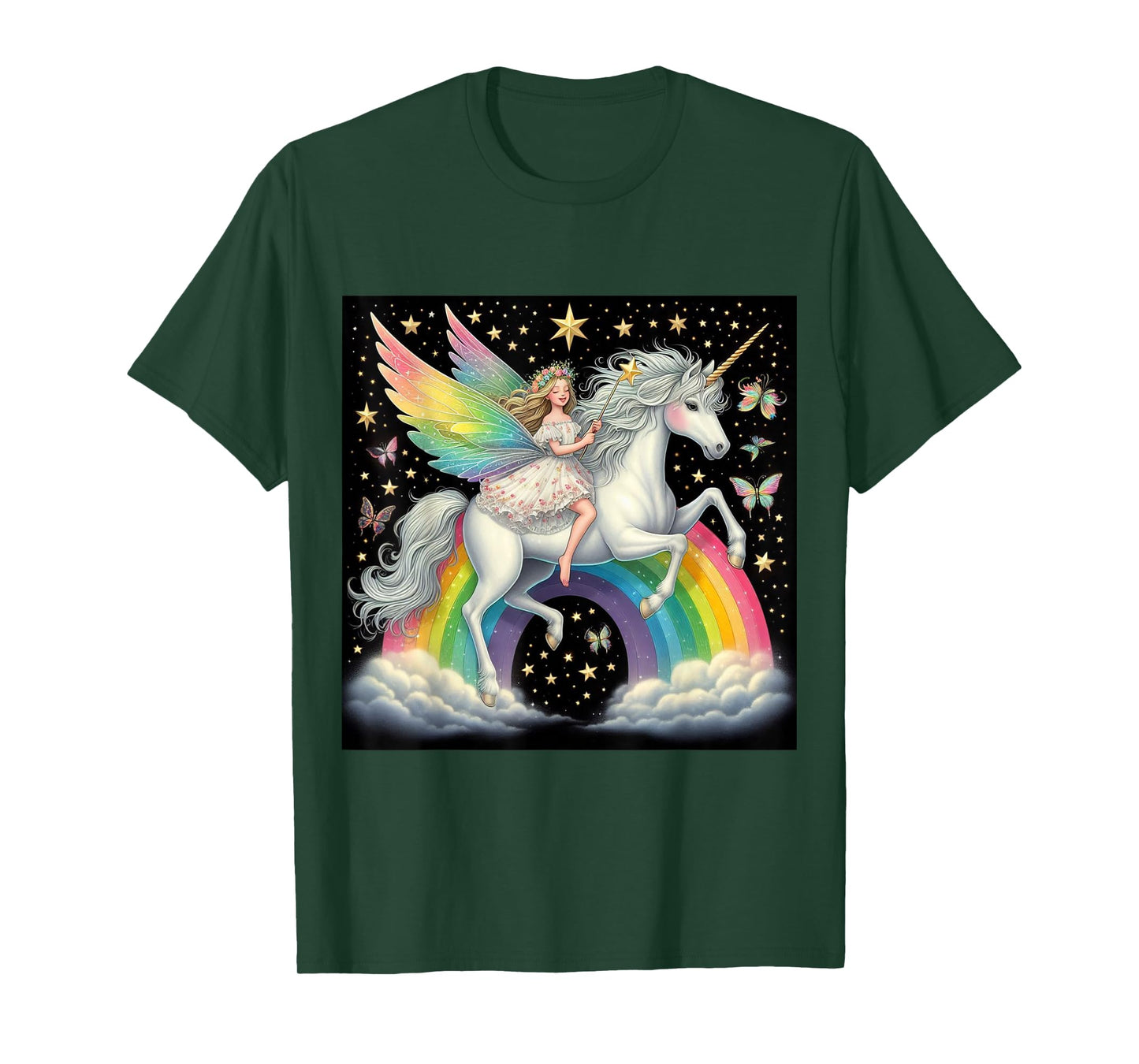 Fairy Riding A Unicorn Boys Girls Men Women Kids Adults T-Shirt