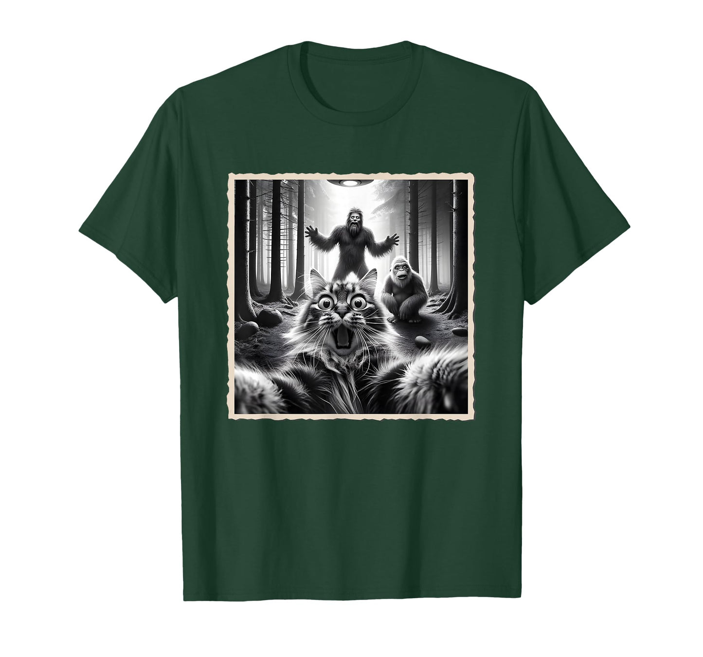 Cat Selfie With Bigfoot; Funny Sasquatch & Cat T-Shirt