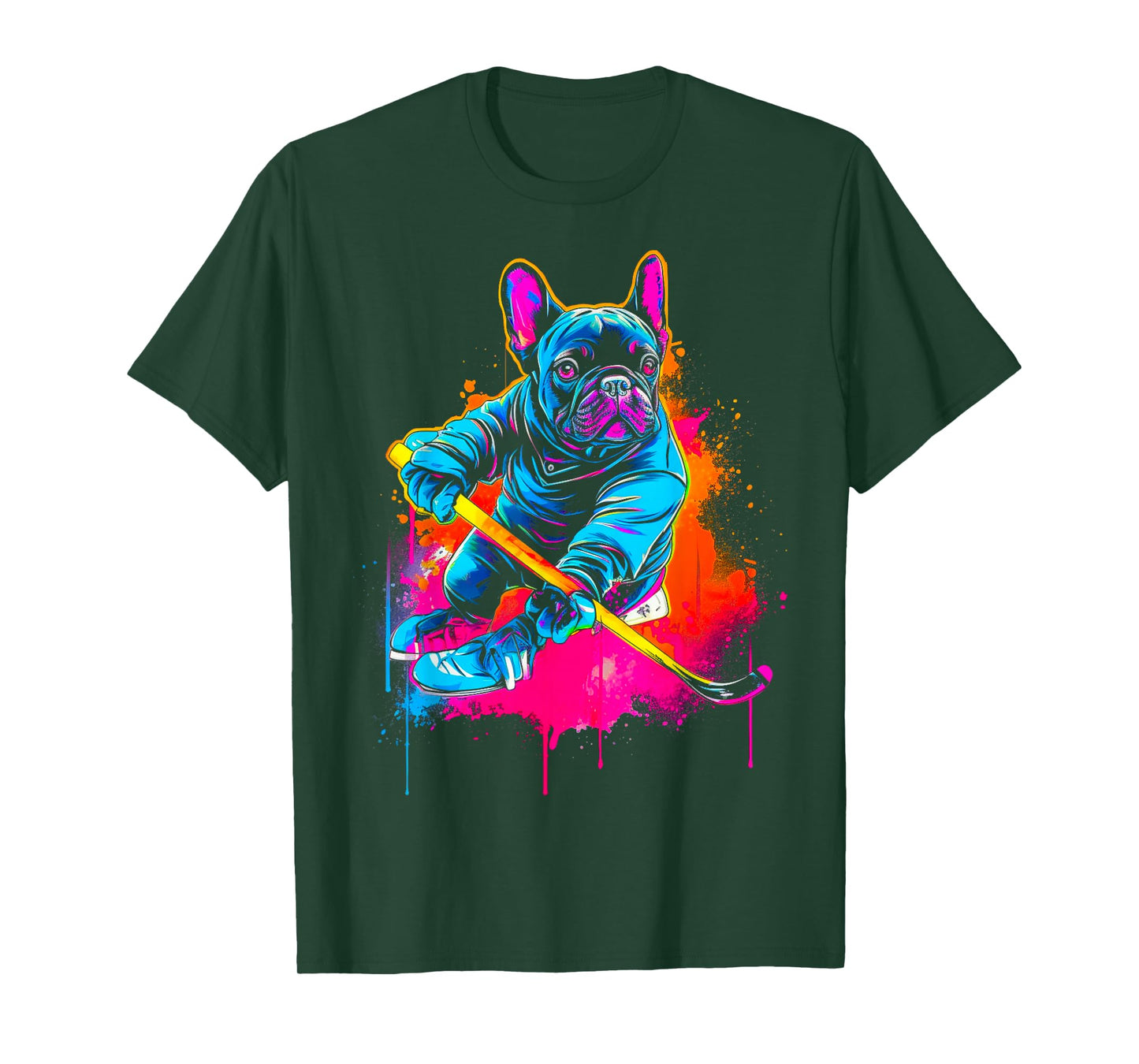 Pop Art French Bull Dog Hockey T-Shirt