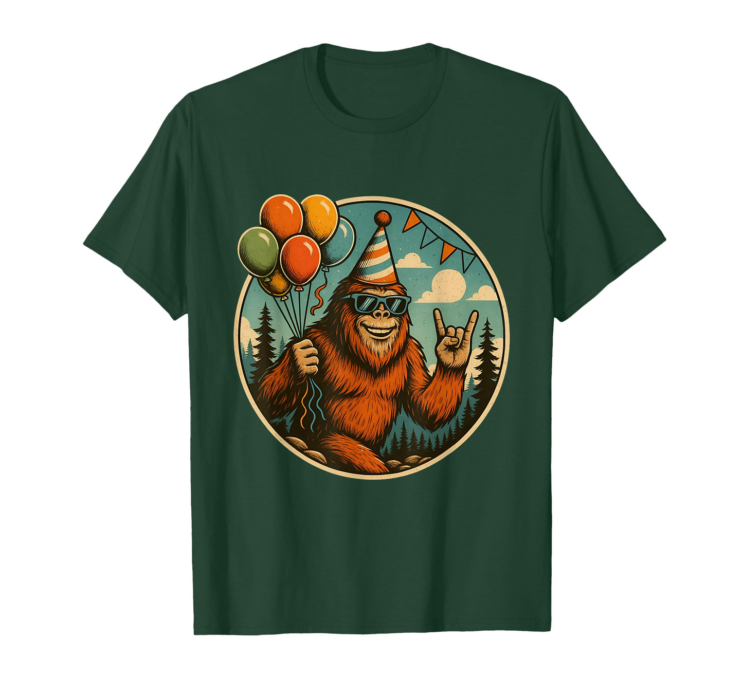 Bigfoot Party Vibes Birthday Balloons Forest Fun T-Shirt