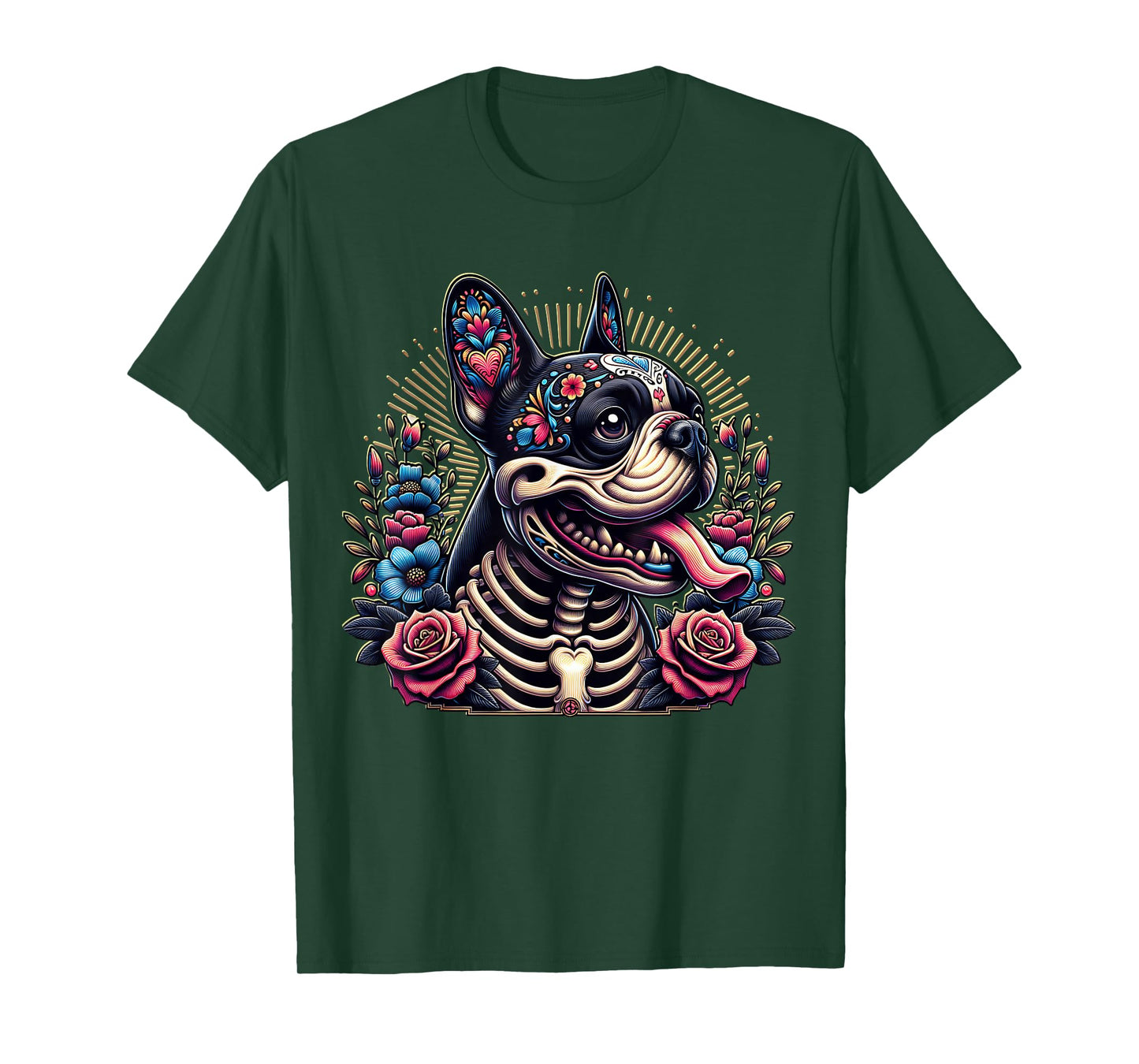 French Bulldog Dia De Los Muertos French Bulldog Skeleton T-Shirt