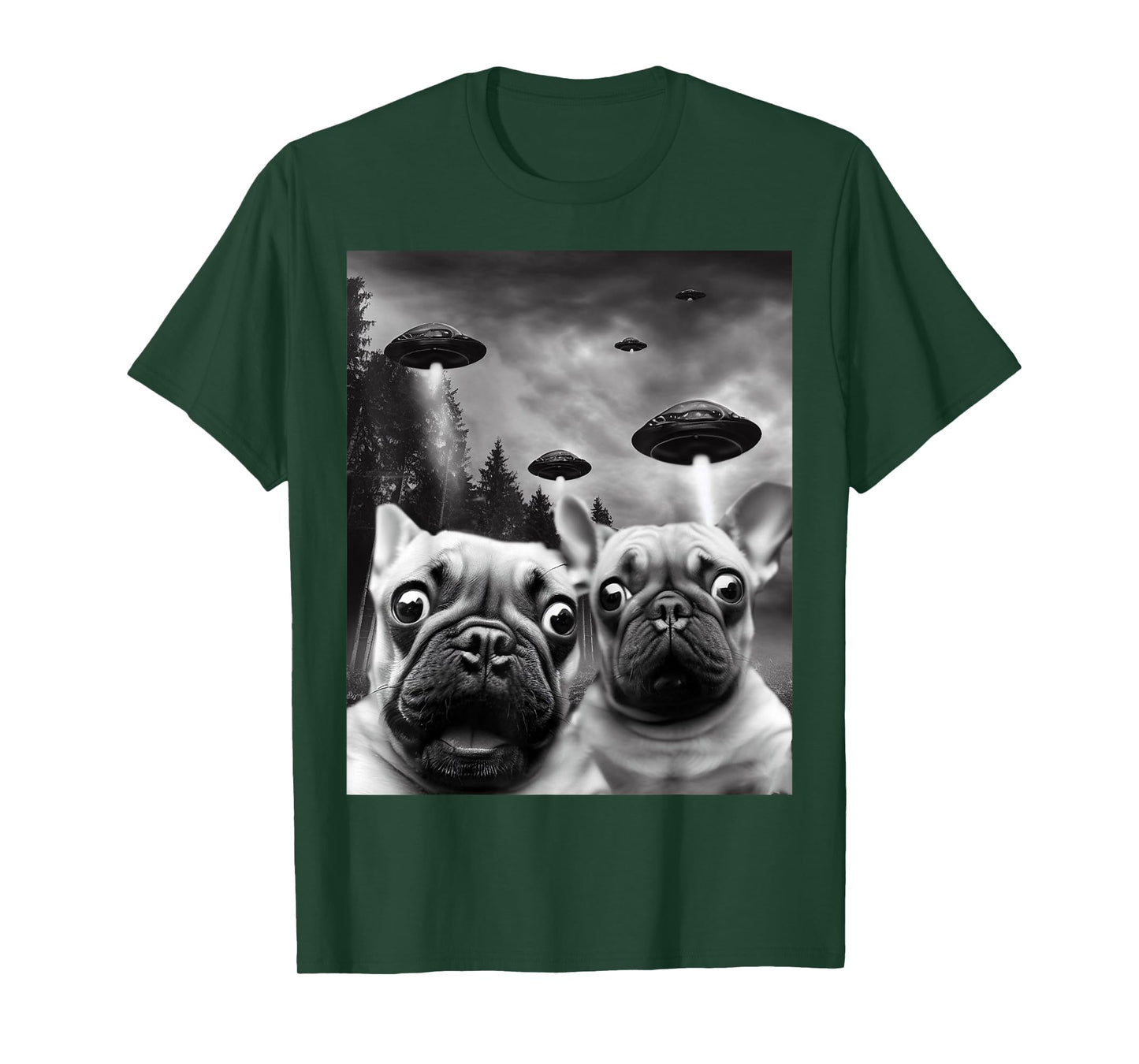 Frenchie UFO Selfie - Funny French Bulldog Alien T-Shirt