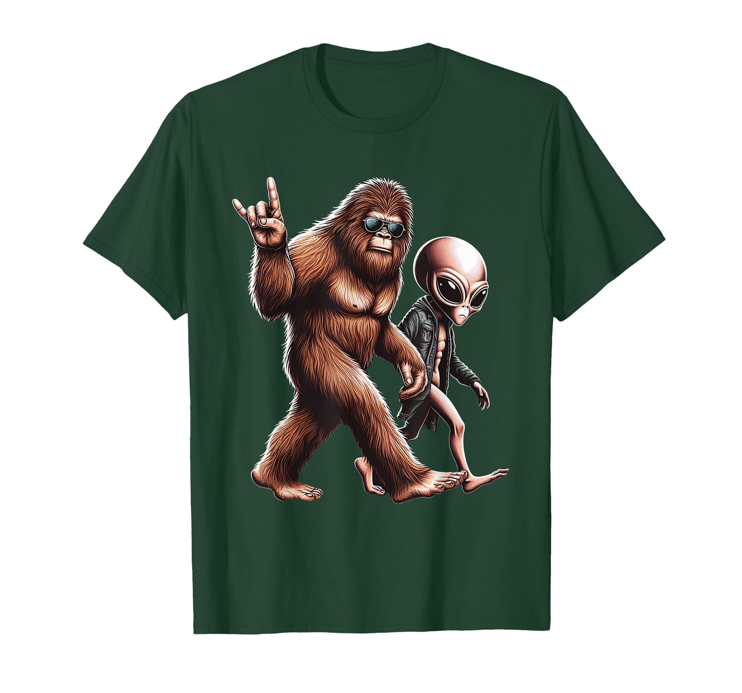 Bigfoot Sasquatch Rock And Roll Dads Funny BigFoot Aliens T-Shirt