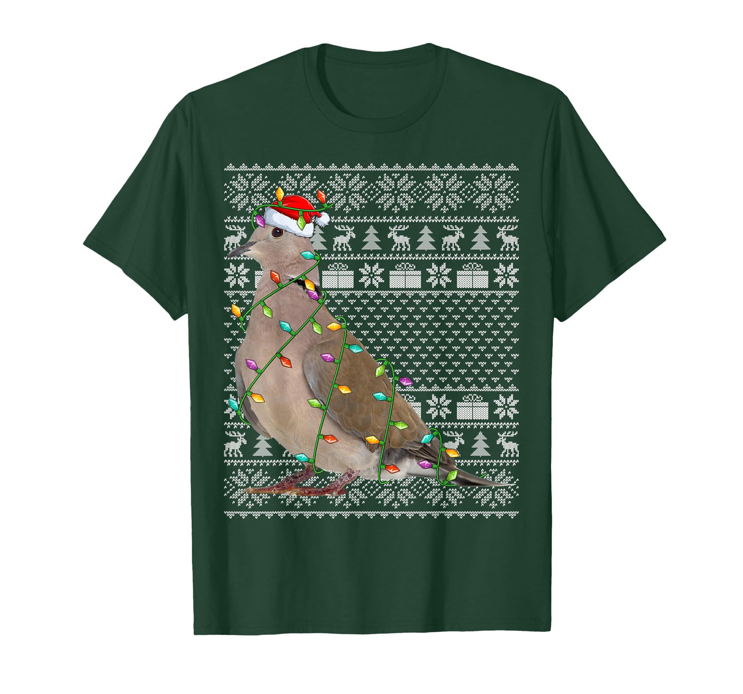 Mourning Dove Bird Lover Santa Ugly Mourning Dove Christmas T-Shirt