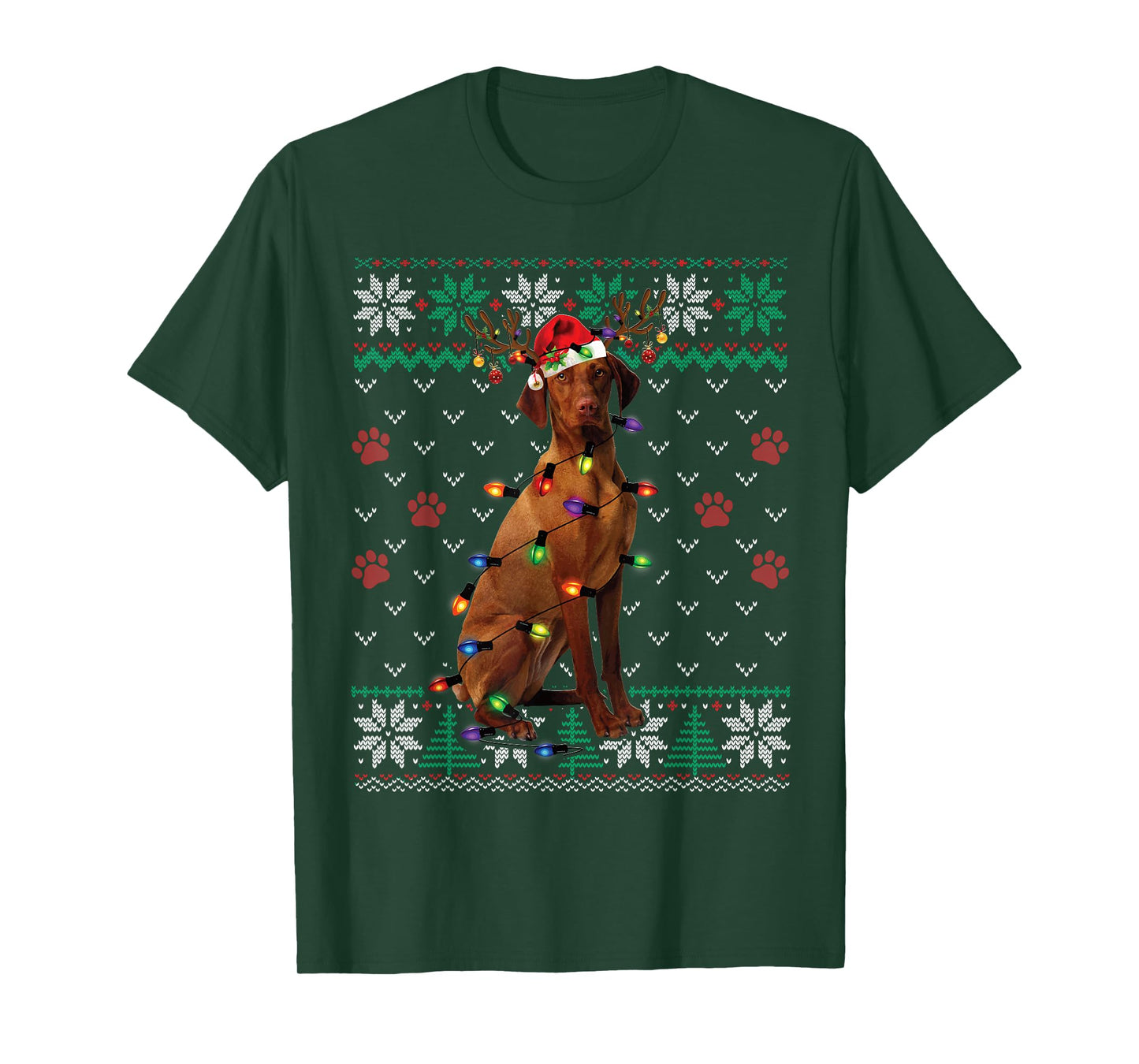 Vizsla Christmas Santa Ugly Sweater Dog Lover Xmas T-Shirt