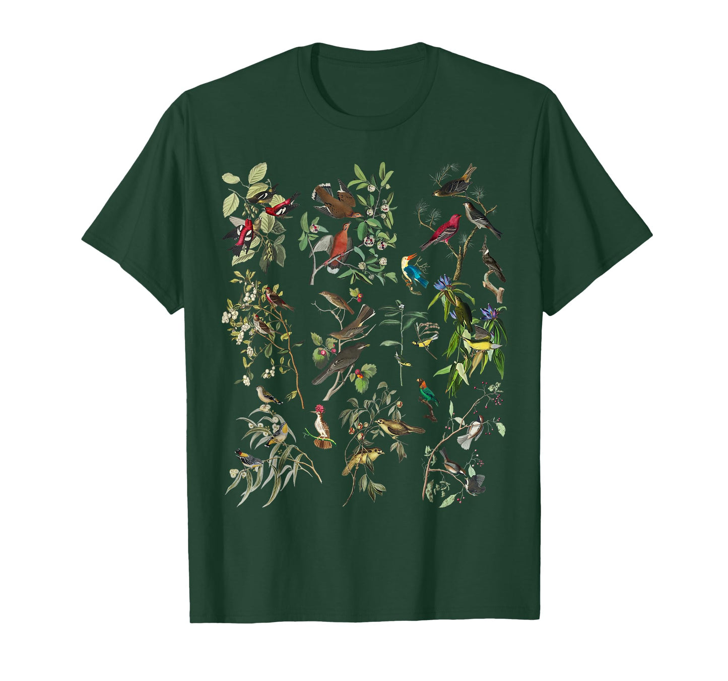 Bird Illustration Nature Birding Botanical Vintage Bird Art T-Shirt
