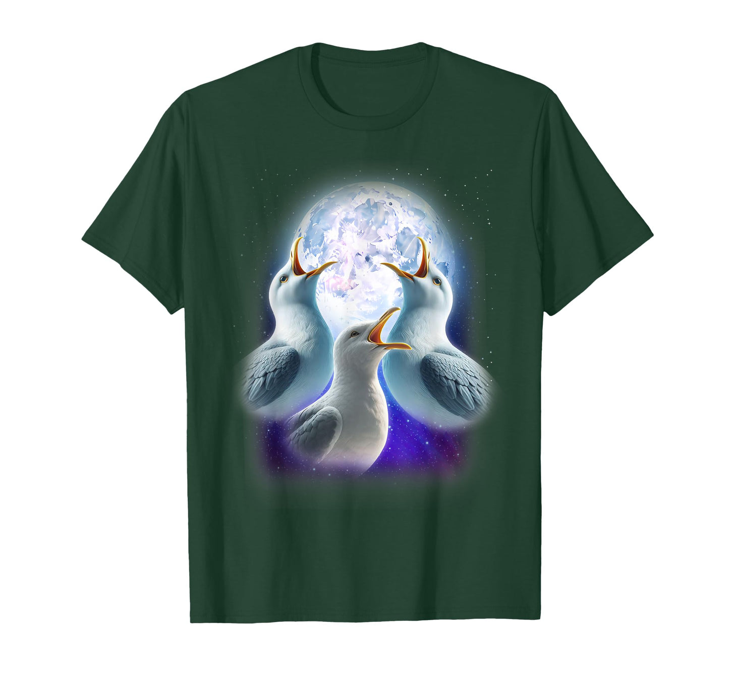 3 Seagulls Howling At The Moon Funny Seagull Lover Seabird T-Shirt
