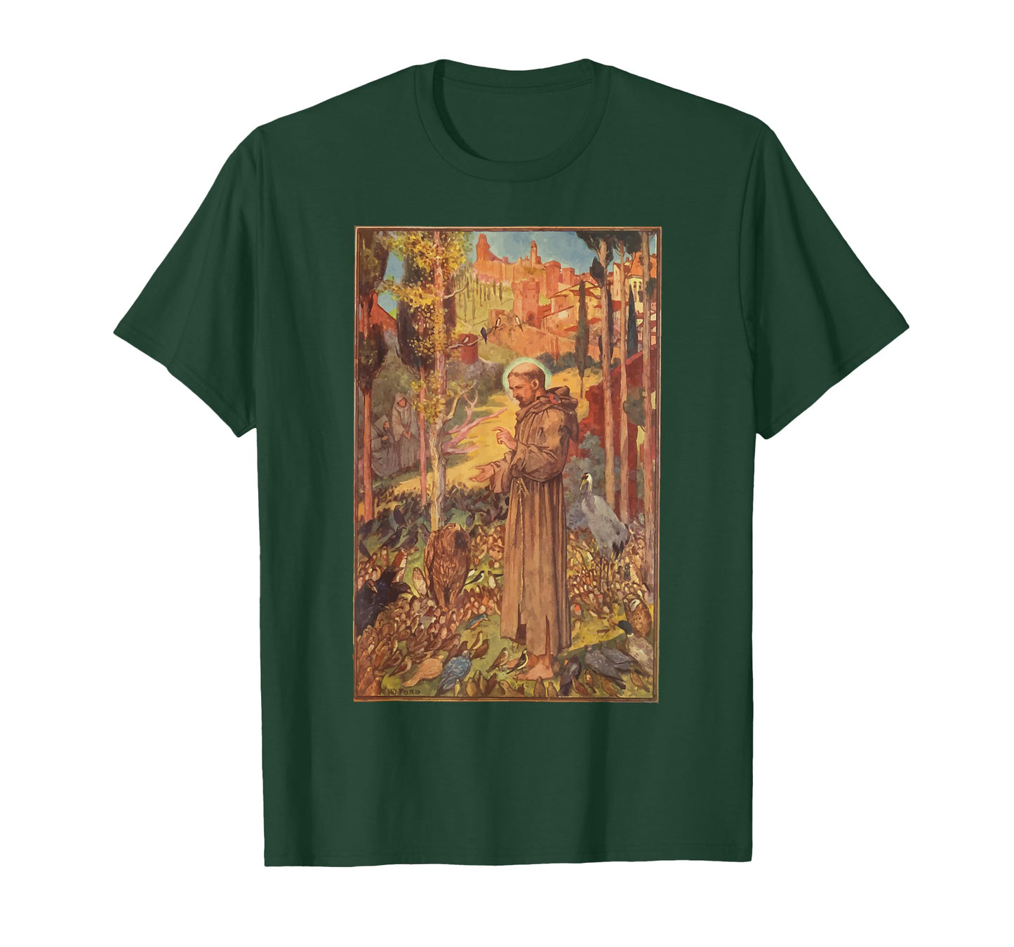 St Francis of Assisi Art Patron Saint of Animals Catholic T-Shirt