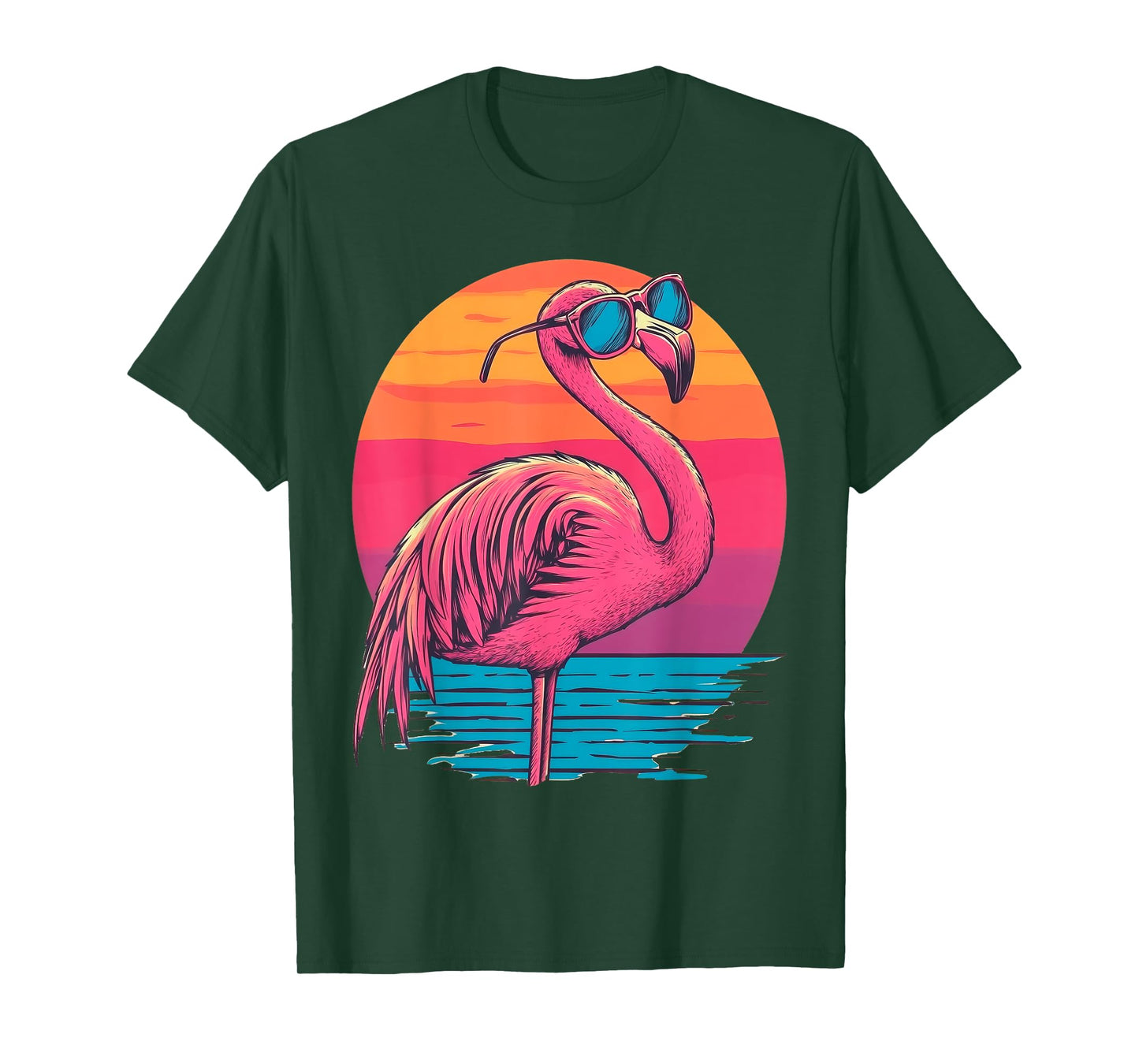 Retro Flamingo Sunglasses Sunset Style Vintage T-Shirt