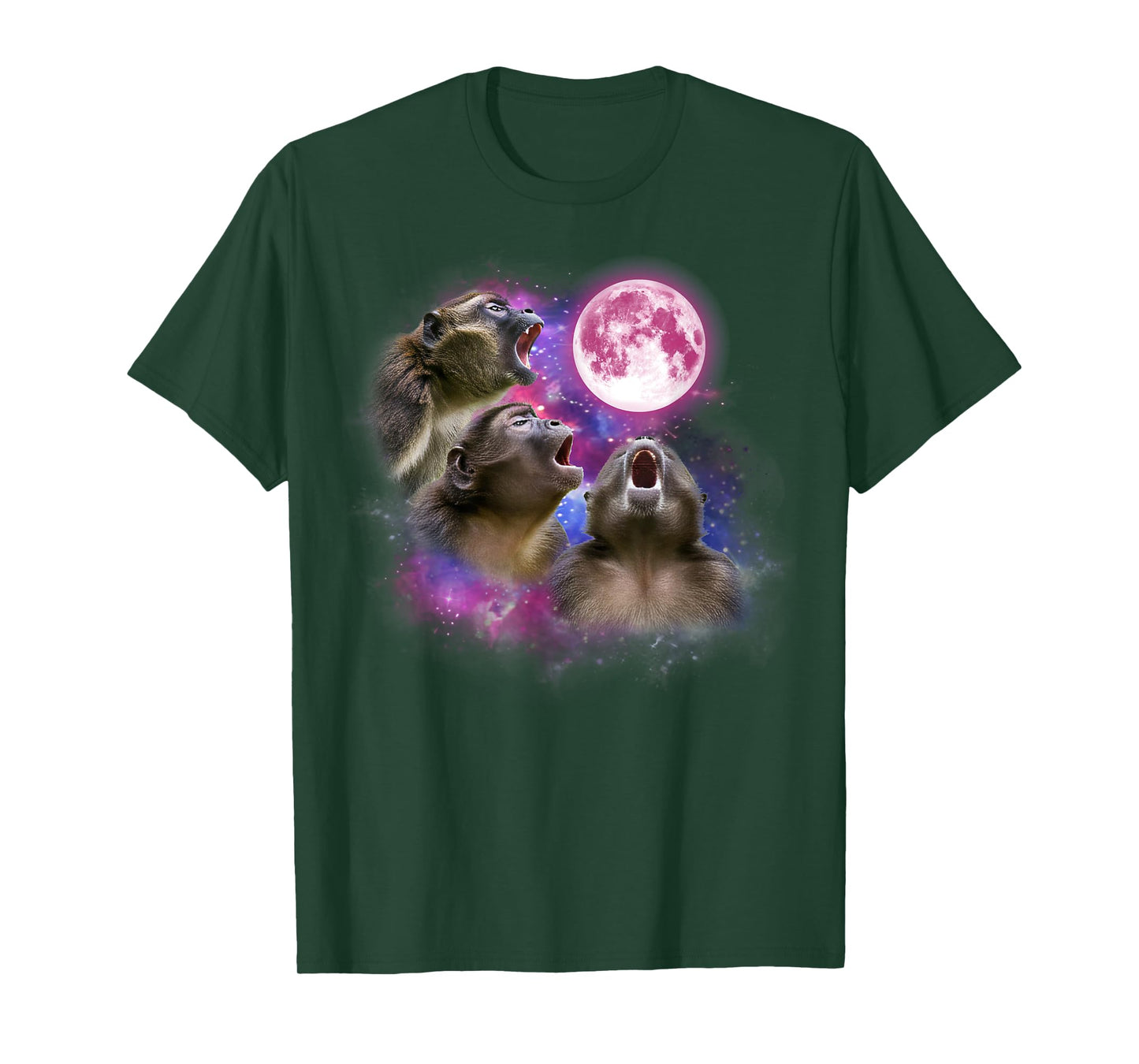 Monkey Howling At The Moon Wildlife colorful monkeys tie dye T-Shirt