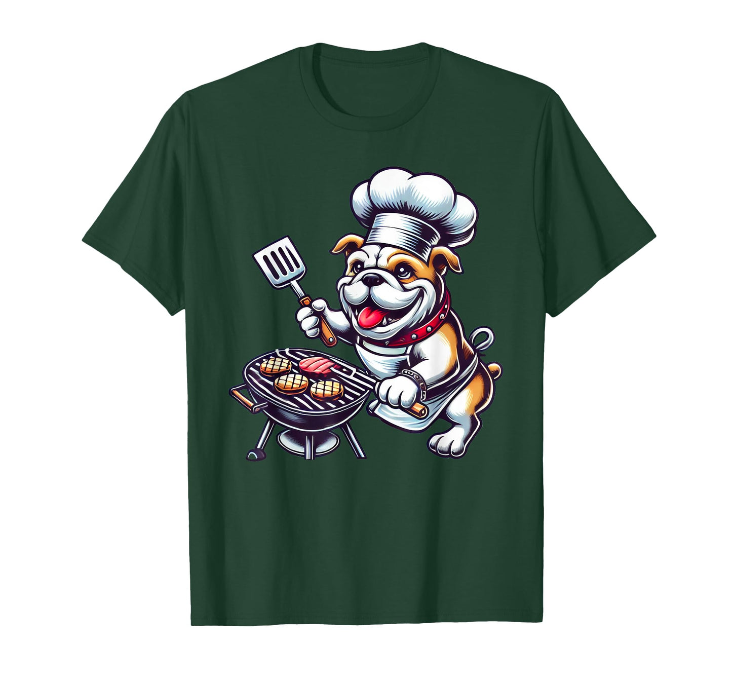 Funny Barbecue English Bulldog Dog Grilling BBQ T-Shirt for Men Women Kids