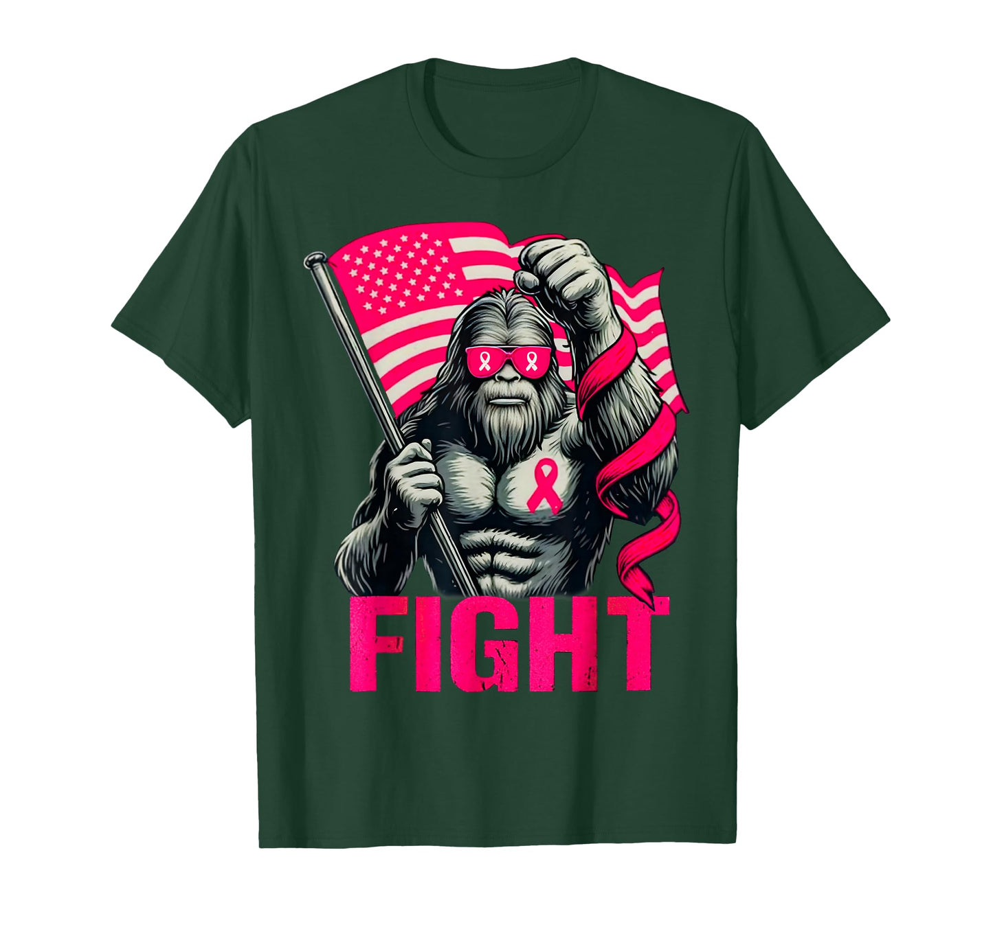 Bigfoot Pink Ribbon Fight Breast Cancer Awareness T-Shirt