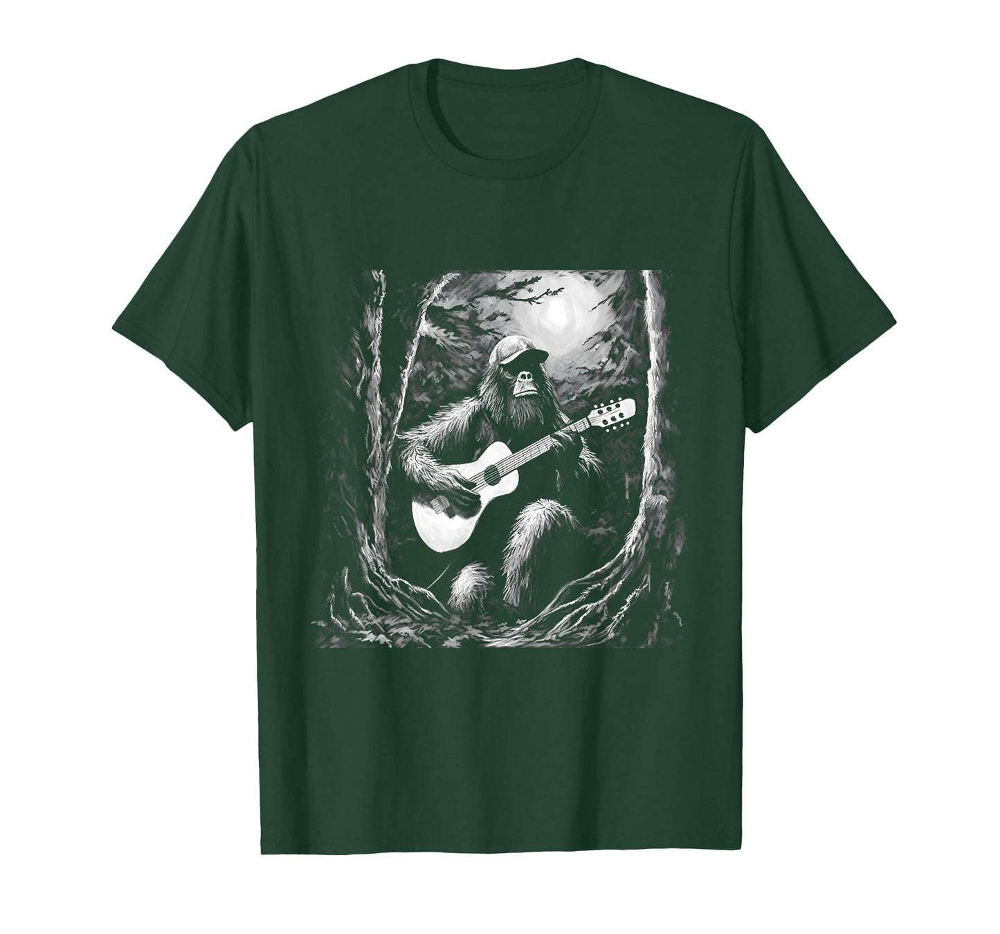 Bigfoot Playing Acoustic Guitar Funny Sasquatch Big Foot T-Shirt