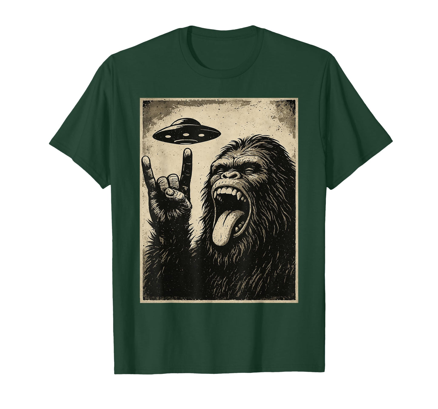 Bigfoot Rock Tongue UFO Selfie Sasquatch Rocker Boy Men Kids T-Shirt