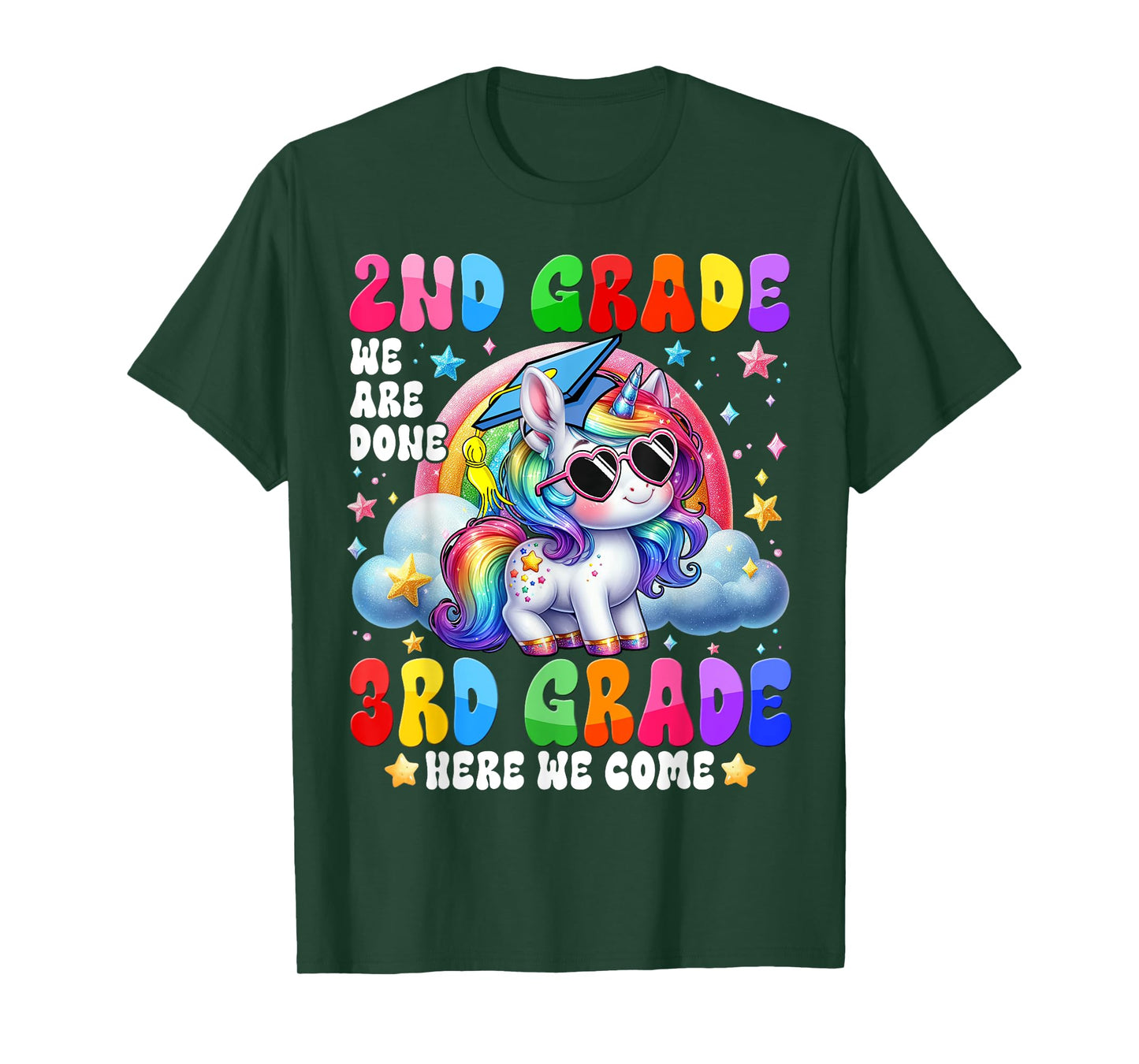 Kids Unicorn 2nd Grade We Are Done 3rd Grade Here We Come T-Shirt