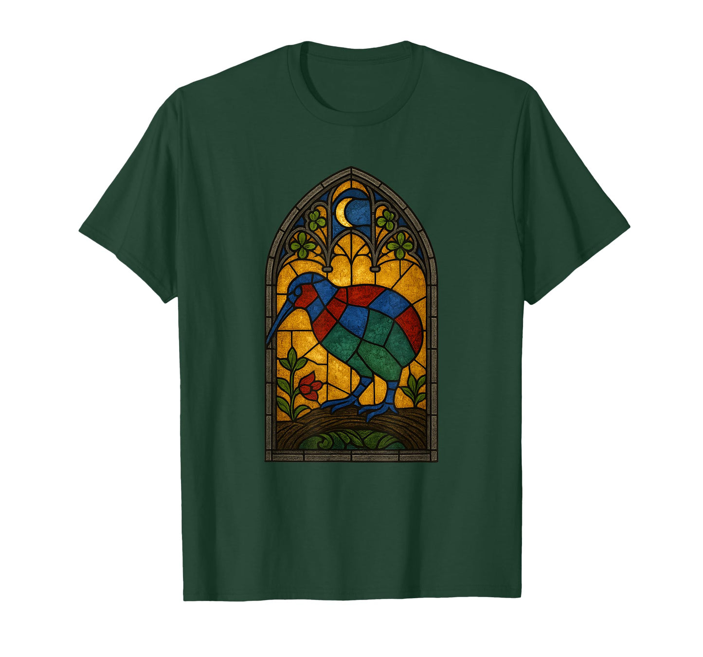 Stained Glass Kiwi Bird Window Art T-Shirt