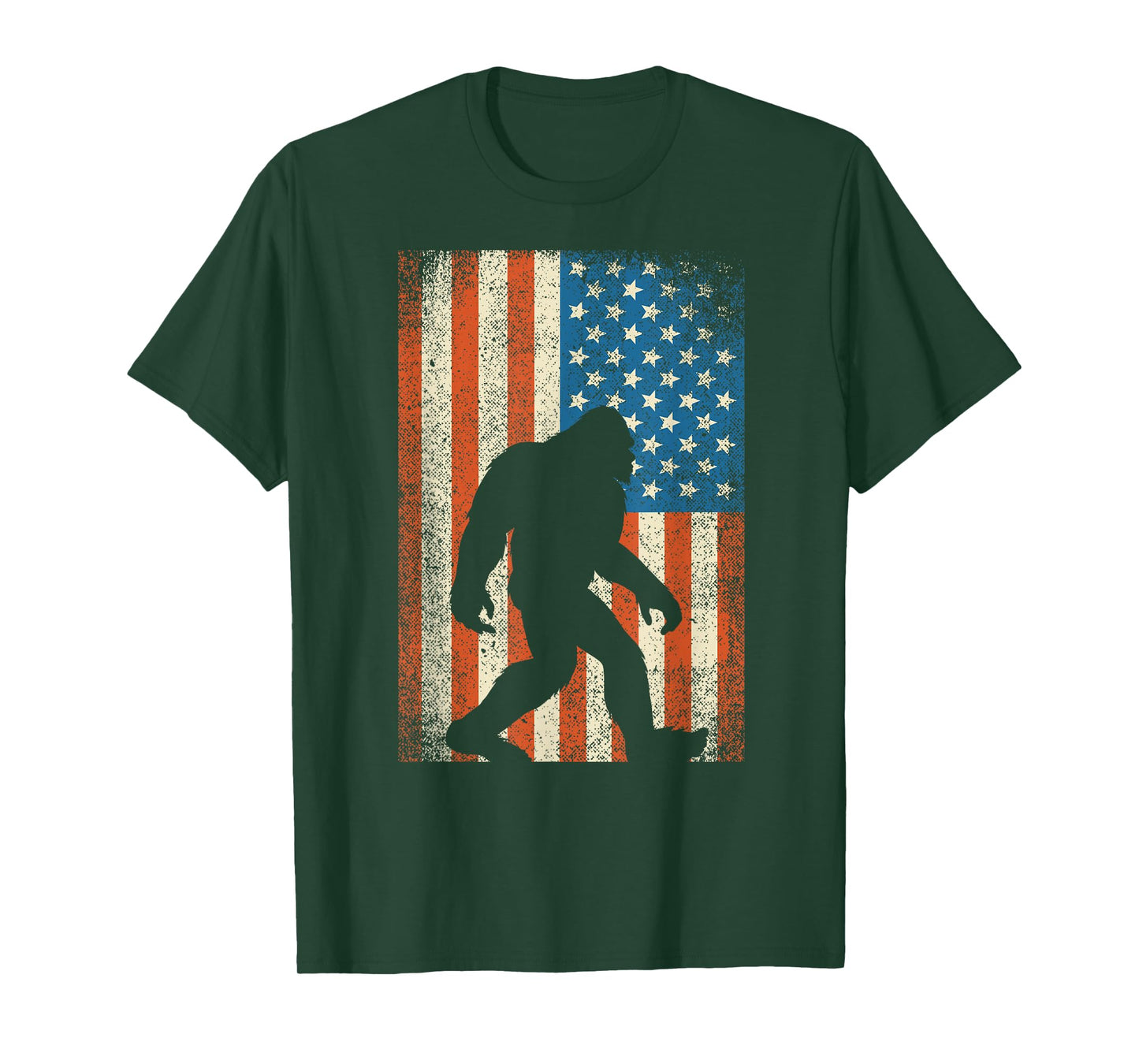 Bigfoot Sasquatch I Believe T-Shirt Patriot American Flag USA T-Shirt