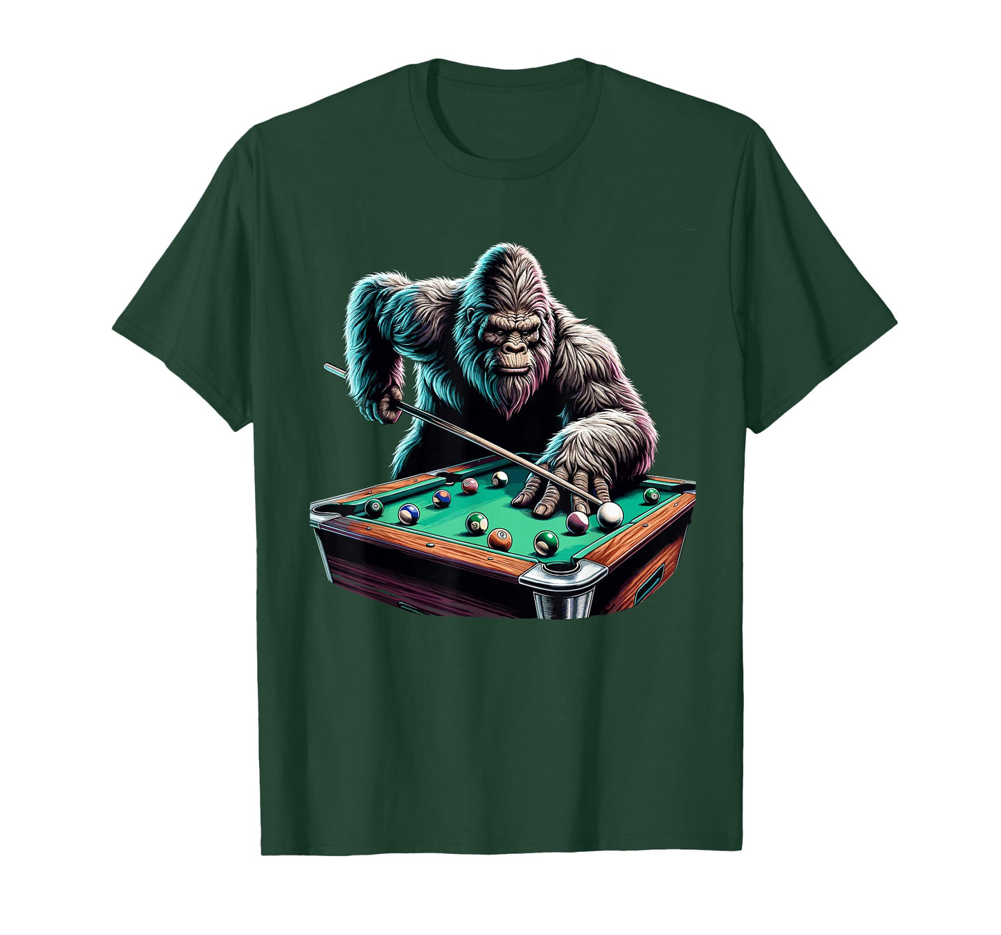 Funny Bigfoot Sasquatch Billiards Pool Player Men Boys T-Shirt