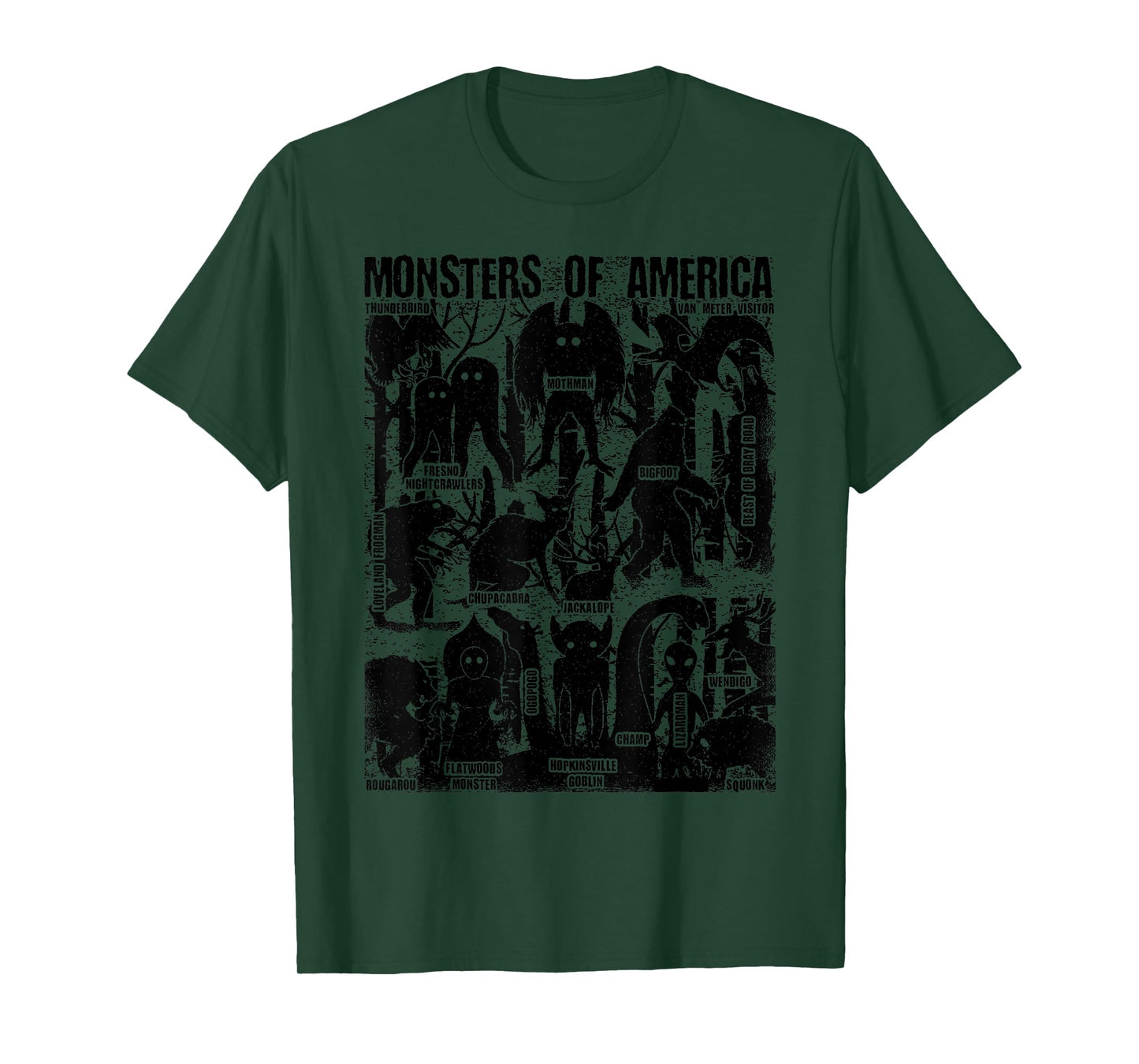 Bigfoot Mothman Champ And Other Monsters Of America Cryptid T-Shirt