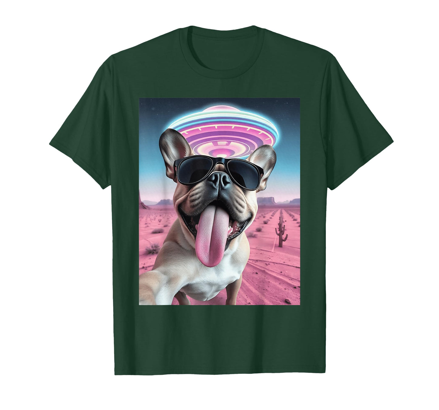 French Bulldog UFO Selfie Retro French Bulldog Aliens T-Shirt