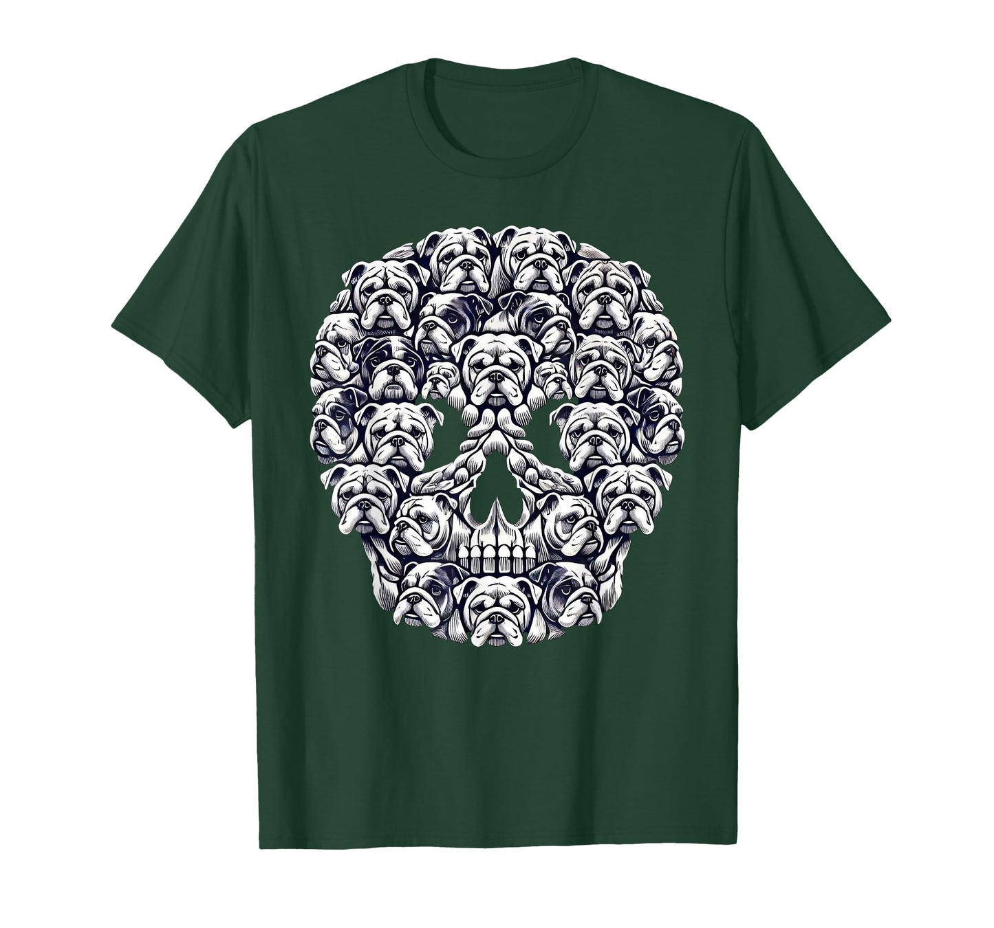 English Bulldog Dog Skull Halloween T-Shirt