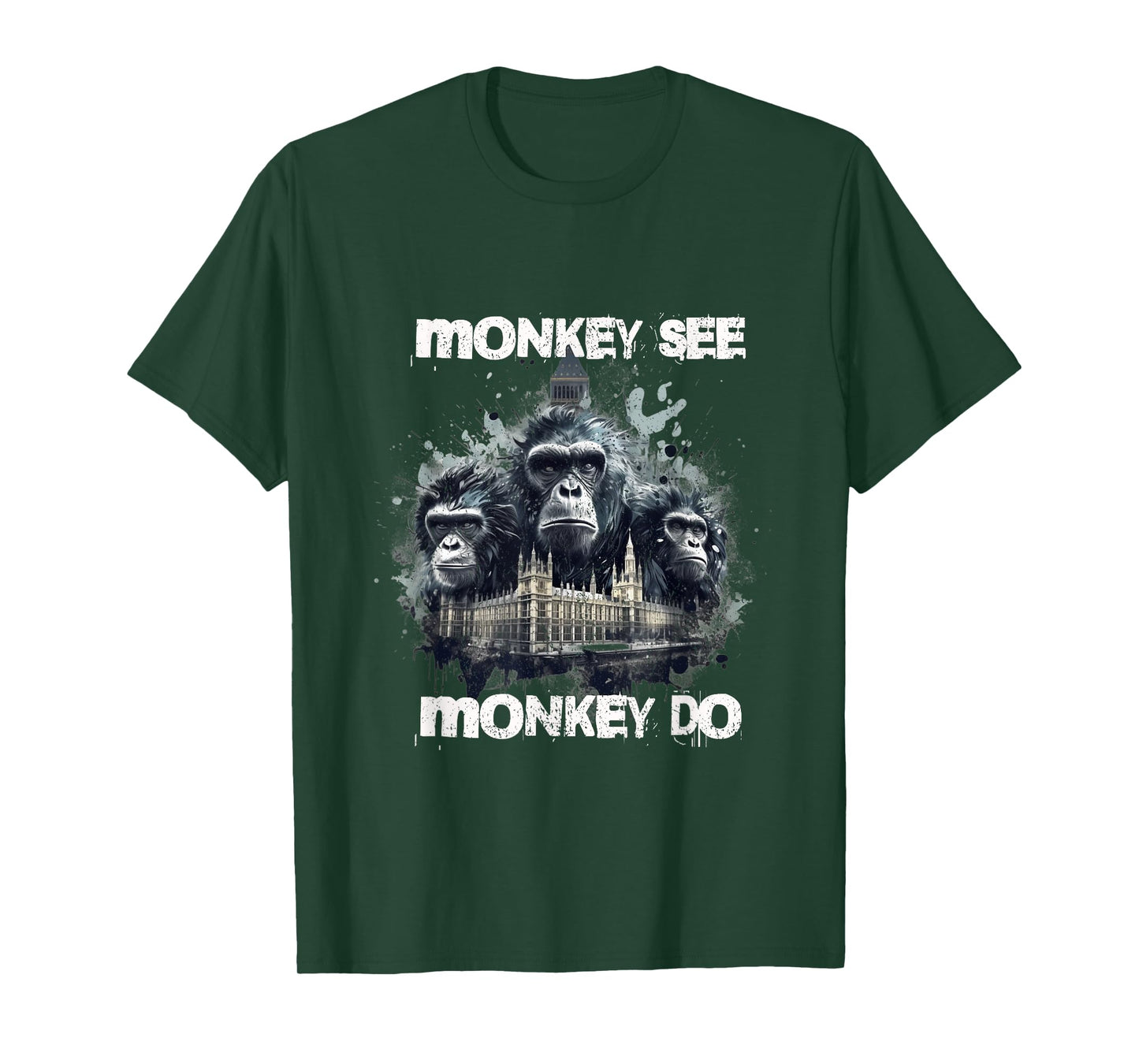 Monkey See Monkey Do Political Ironic Design T-Shirt