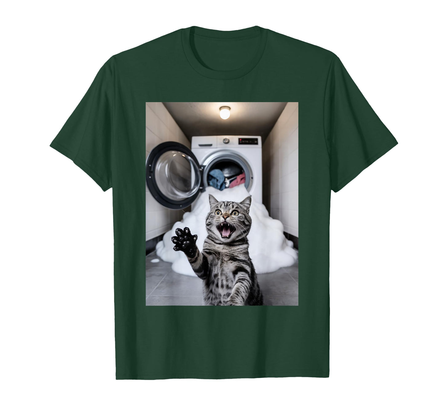 Funny Scared Cat Selfie Laundry Cat Meme Men Women T-Shirt