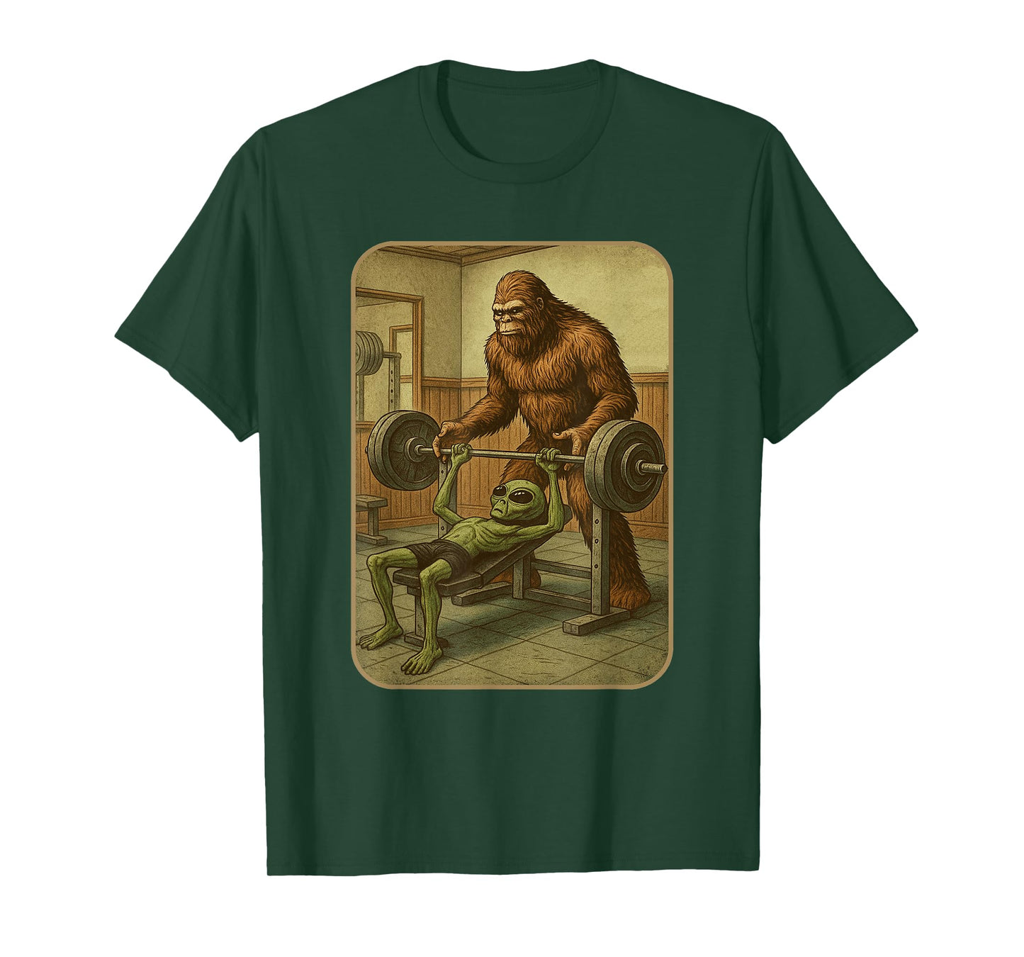 Gym Shirt Men Women Weightlifting Bigfoot Alien T-Shirt
