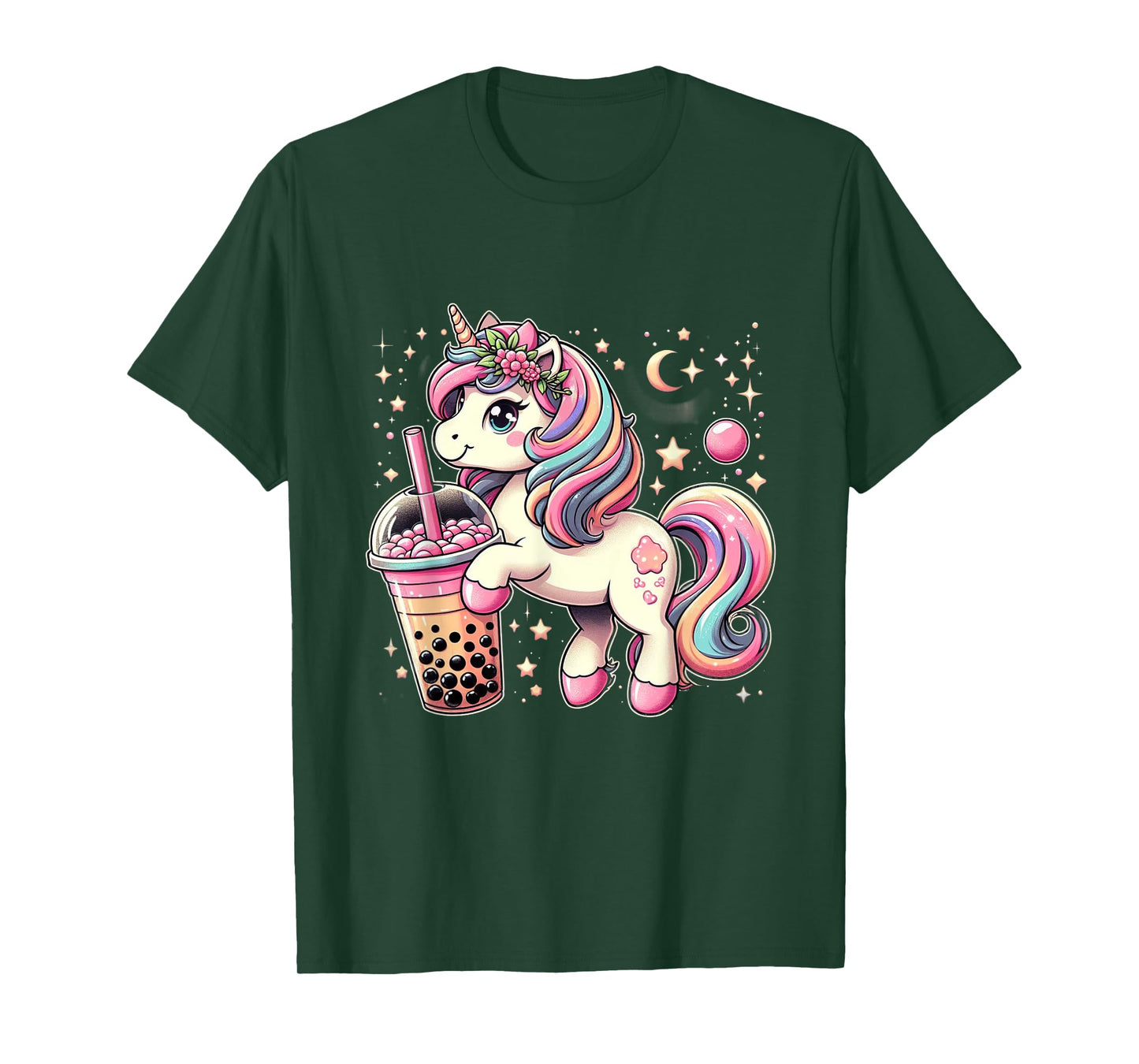 Boba Tea Unicorn Kawaii Neko Japanese Bubble Tea Aesthetic T-Shirt
