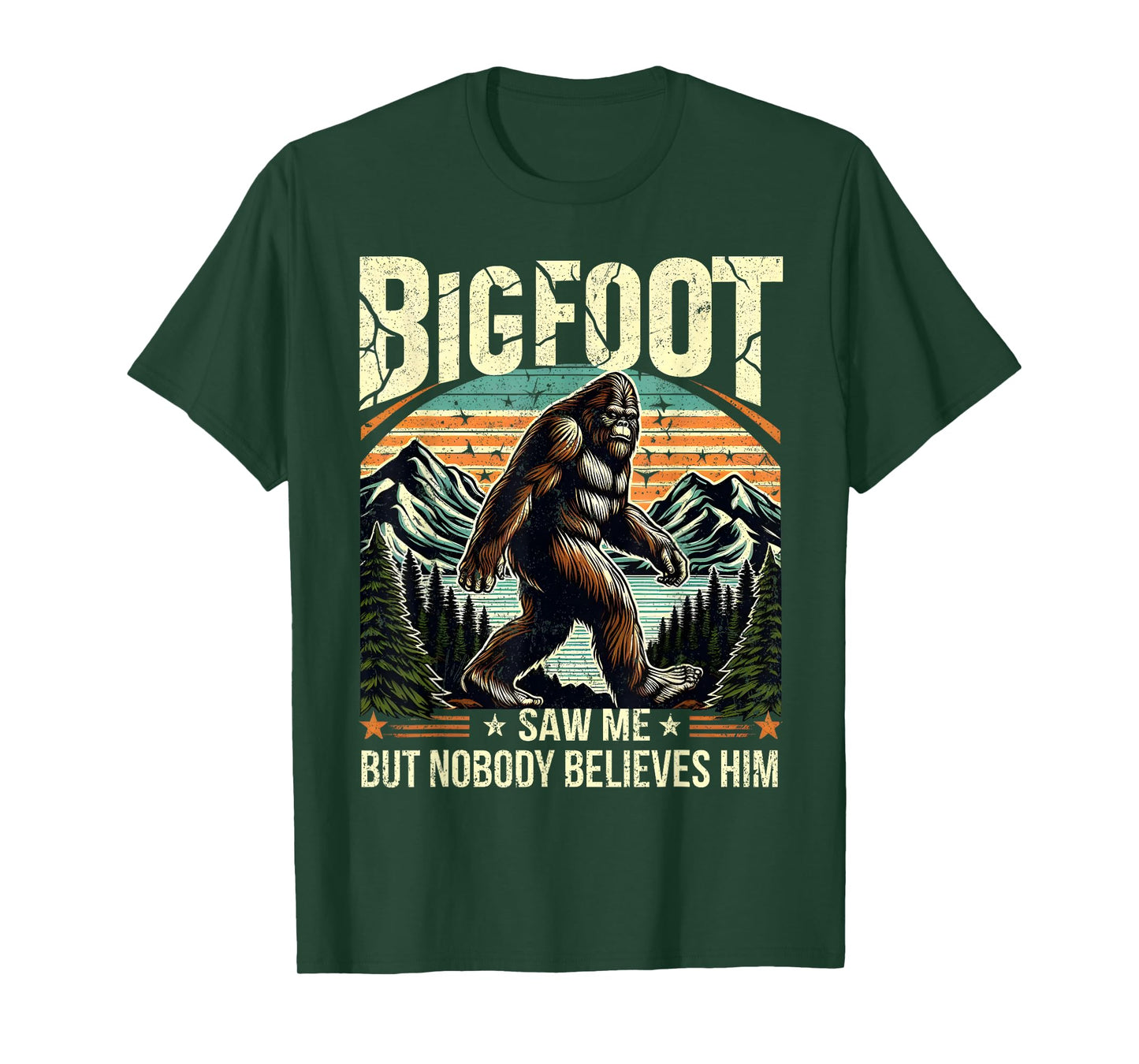 Bigfoot Saw Me Funny Sasquatch Retro Forest Tee T-Shirt