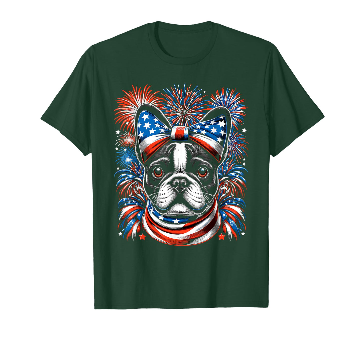 French Bulldog Patriotic 4th Of July USA American Flag T-Shirt for Women Men